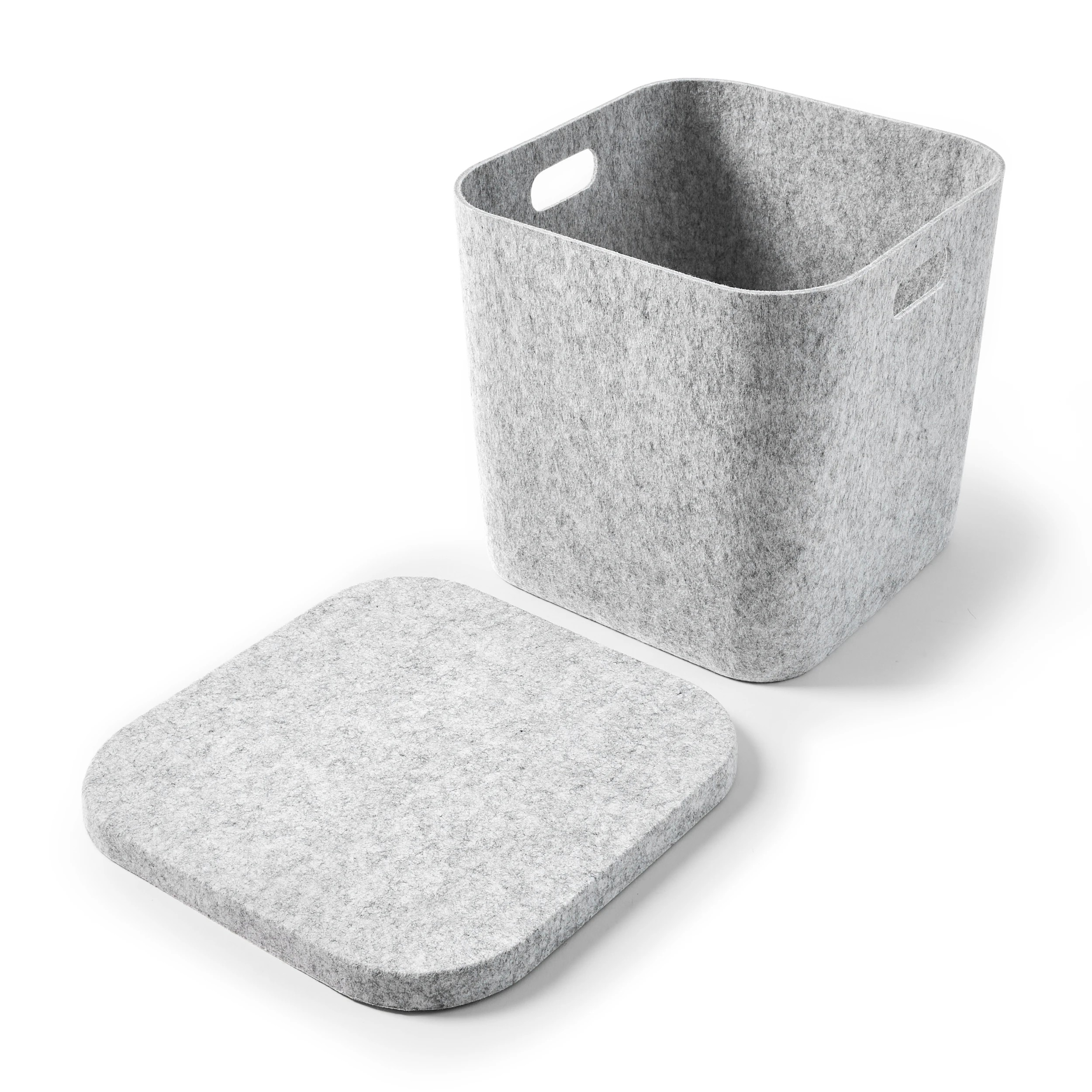 7 Square Felt Basket with Lid - Grey, 7 of 8