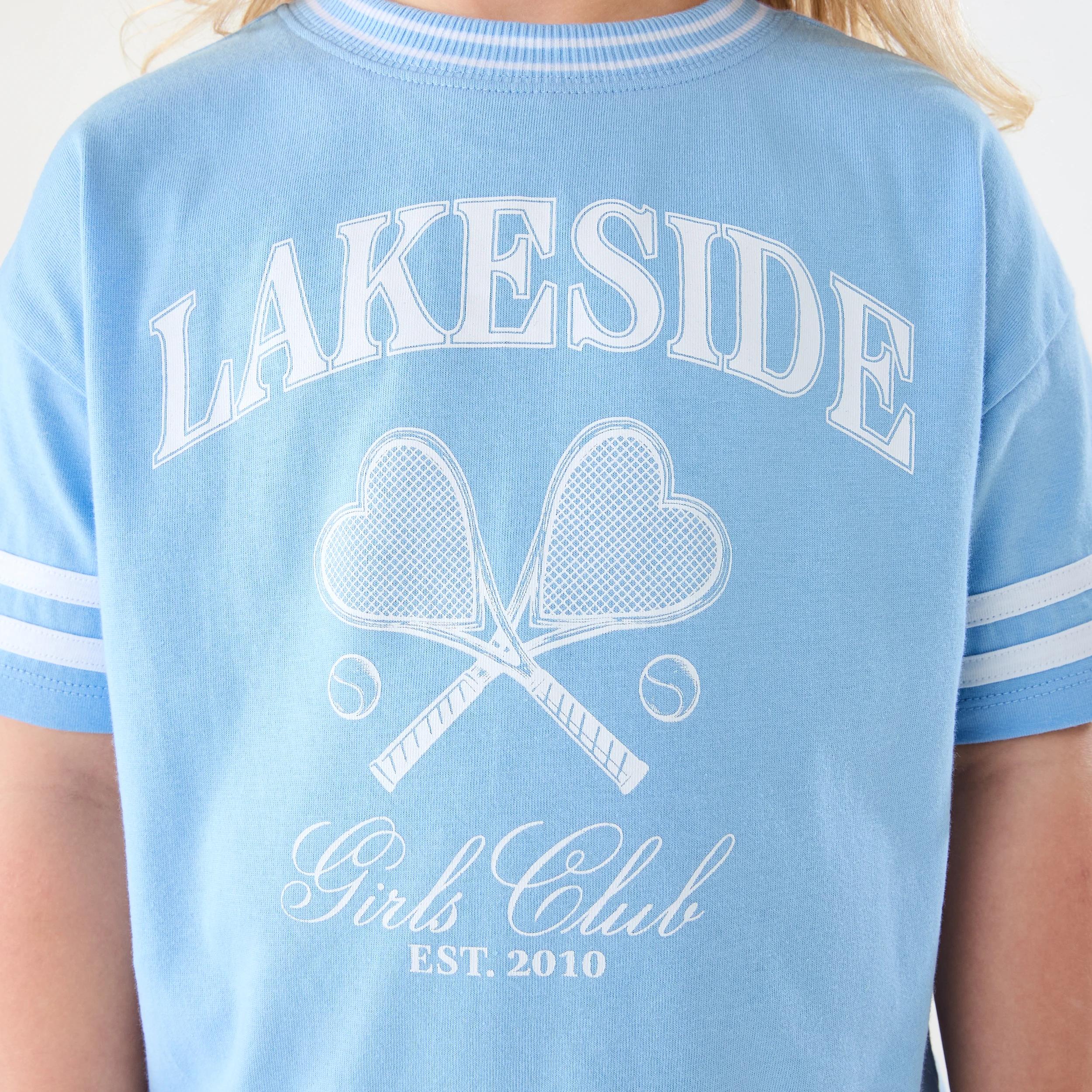 5 Short Sleeve Oversized Sporty T-shirt Blu Lake, 5 of 8