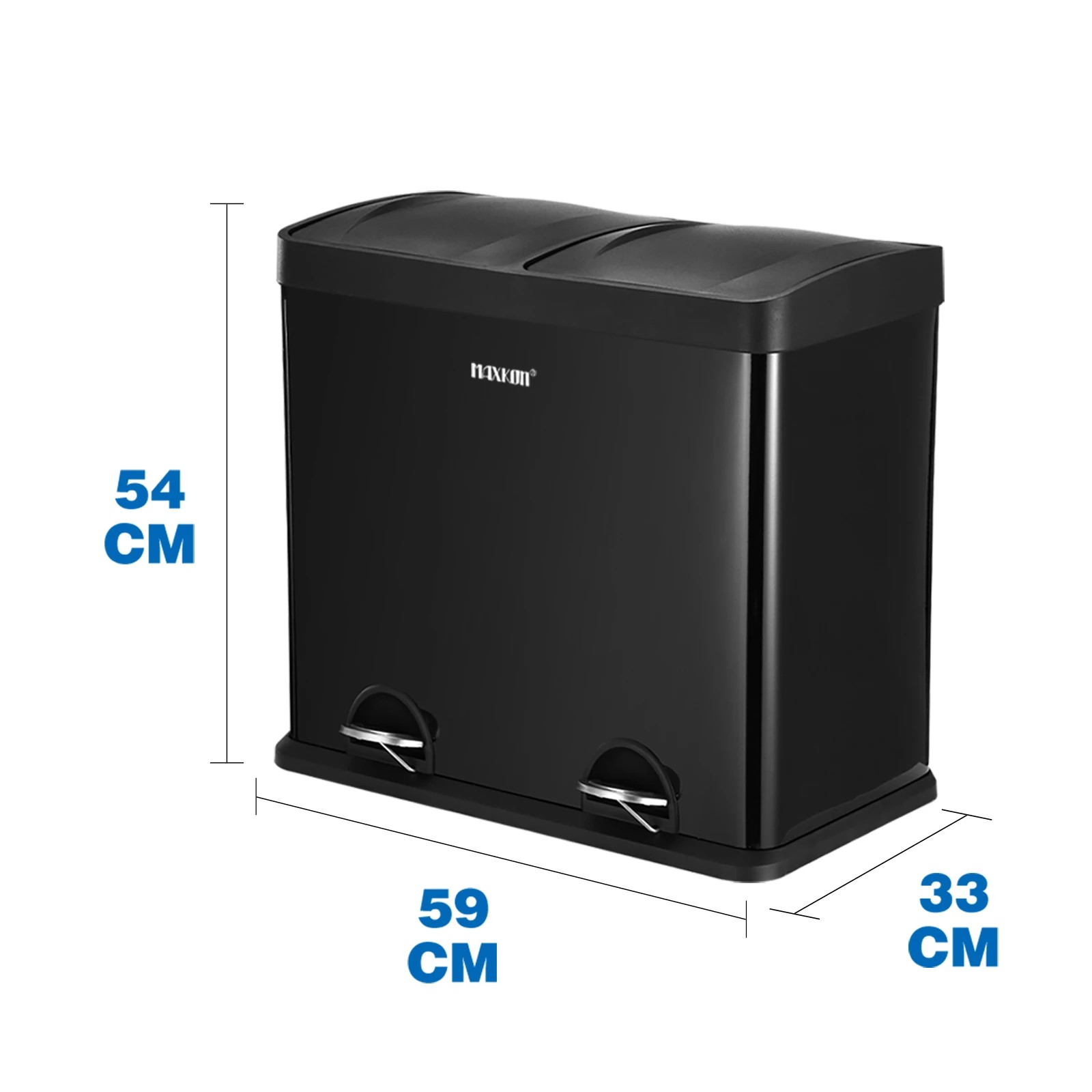 2 Maxkon 48L Rubbish Bin Dual Compartment Pedal Recycling Trashcan Kitchen Waste Garbage Household Stepbin Coated Steel, 2 of 6