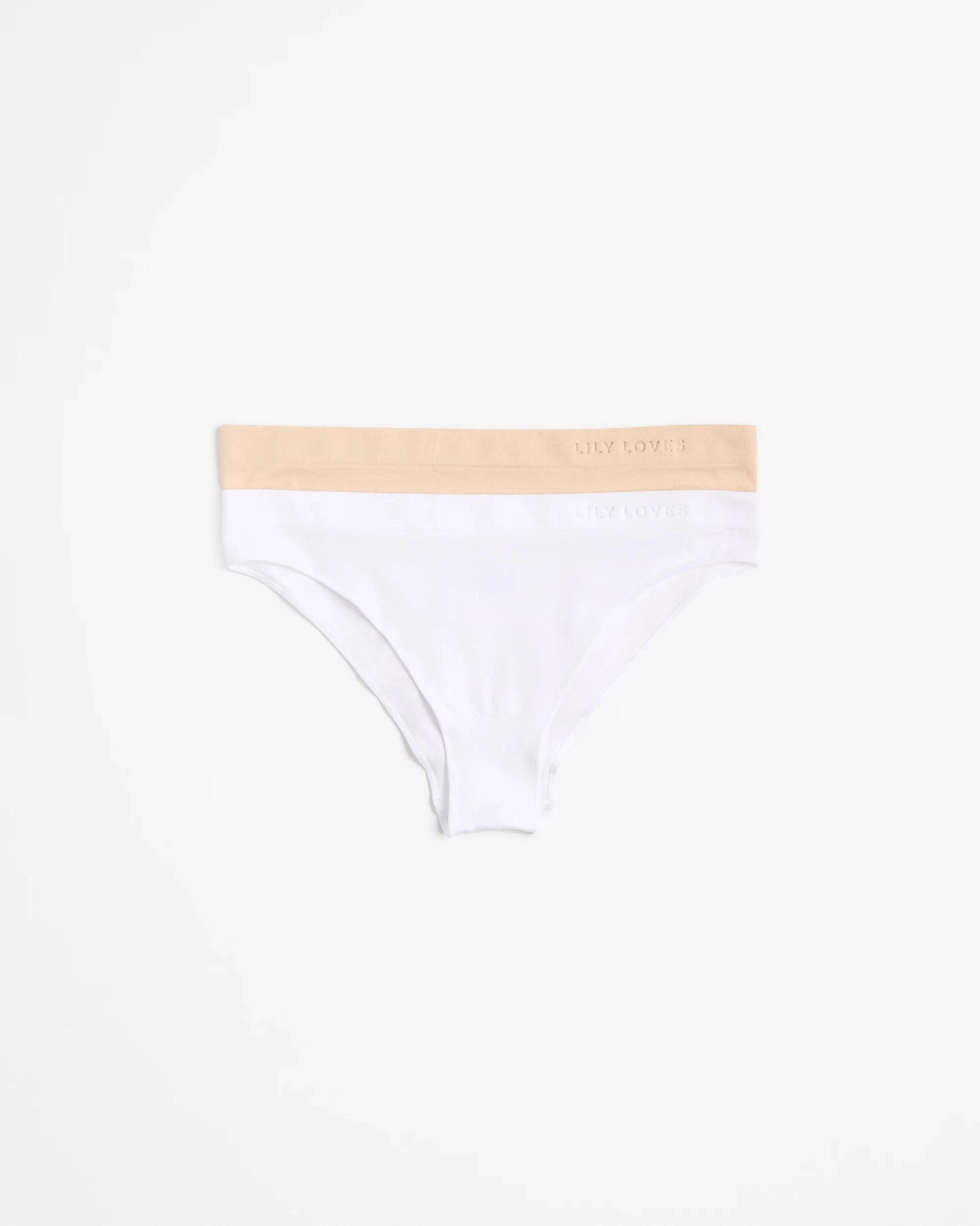 1 Lily Loves 2 Pack Seamfree Embossed Brazilian Briefs BARE BEAUTY NEUTRAL/WHITE, 1 of 5