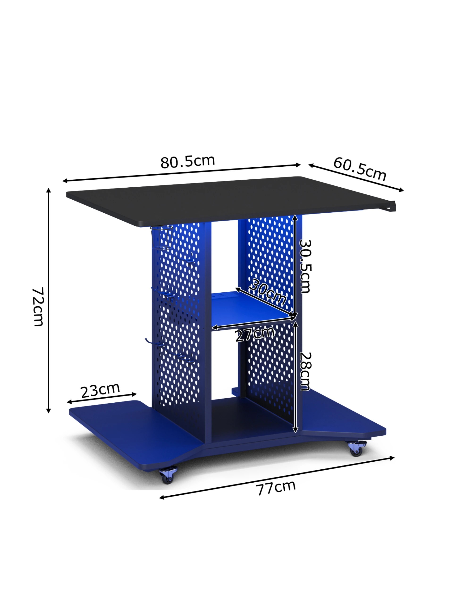 8 Movable Gaming Desk with LED Lights & Power Outlet, 8 of 8