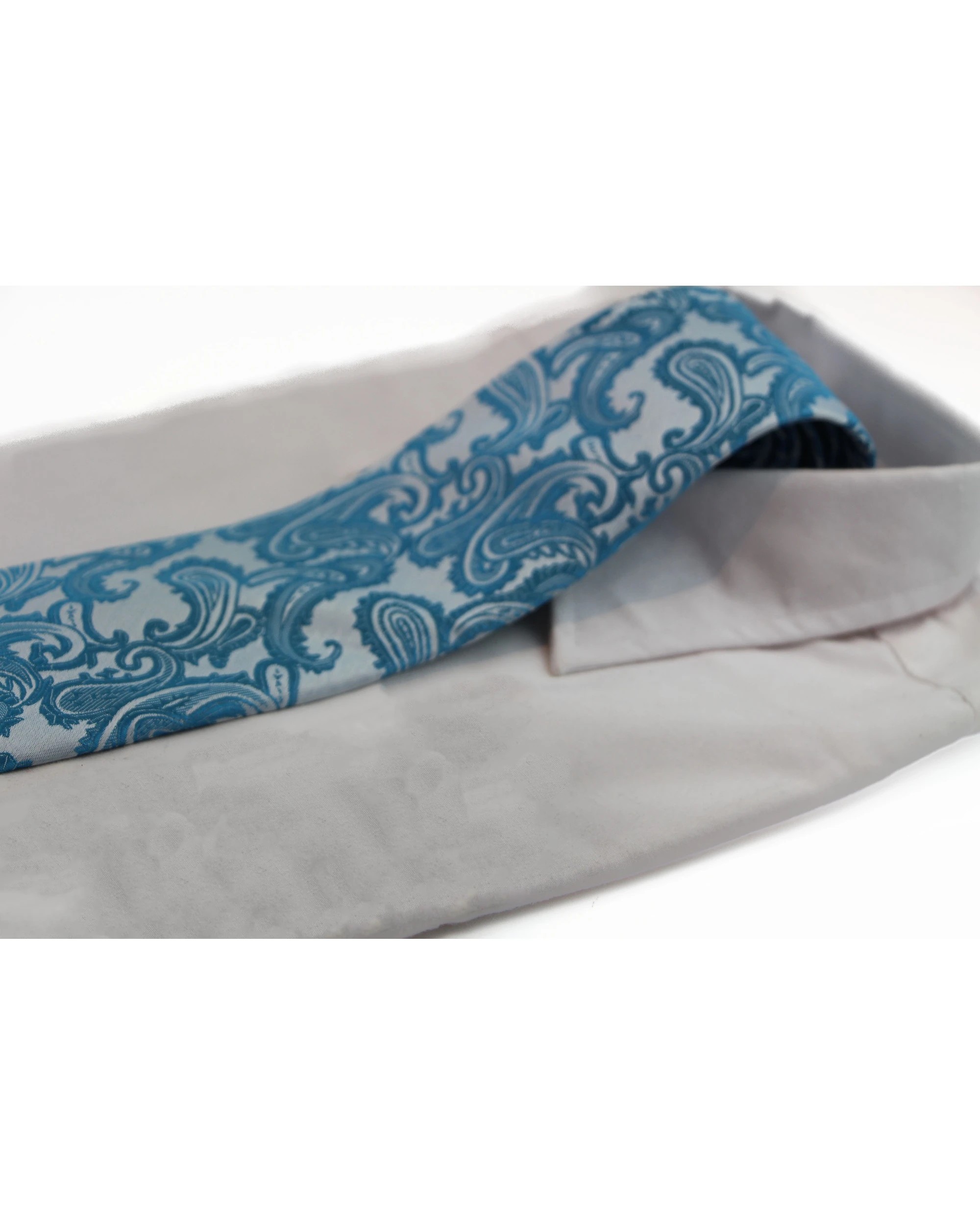1 Zasel Mens Light Blue & Sky Blue Paisley Patterned Neck Tie, 1 of 2