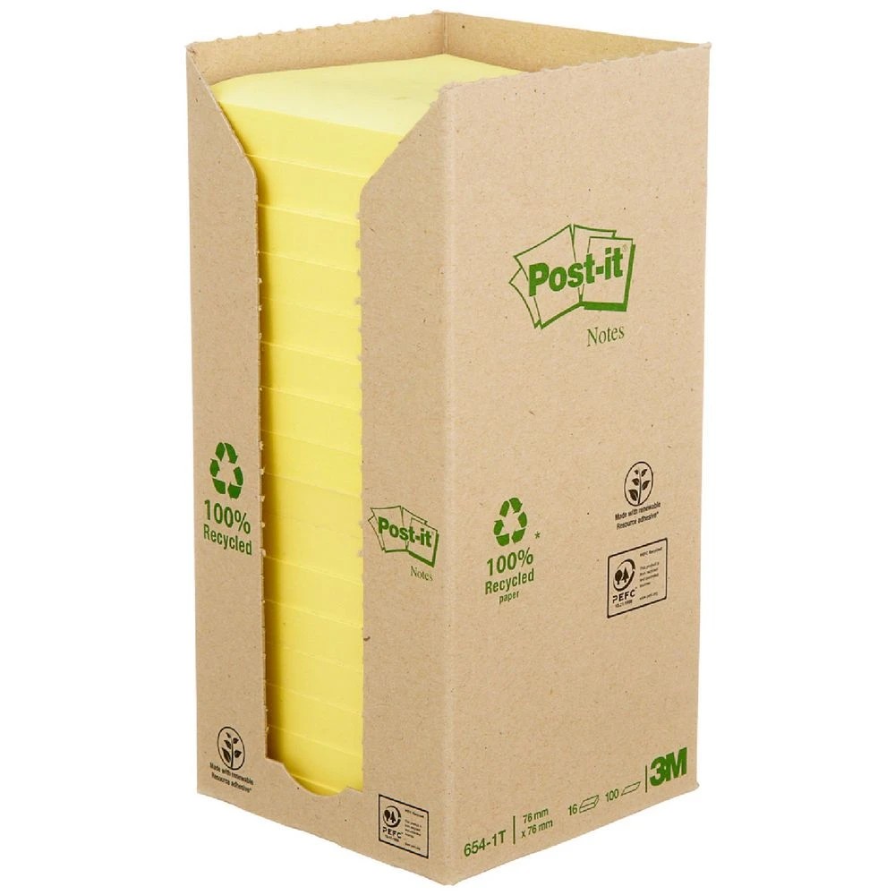 1 Post-it Recycled Notes 76x76mm Yellow 16 Pack, 1 of 7