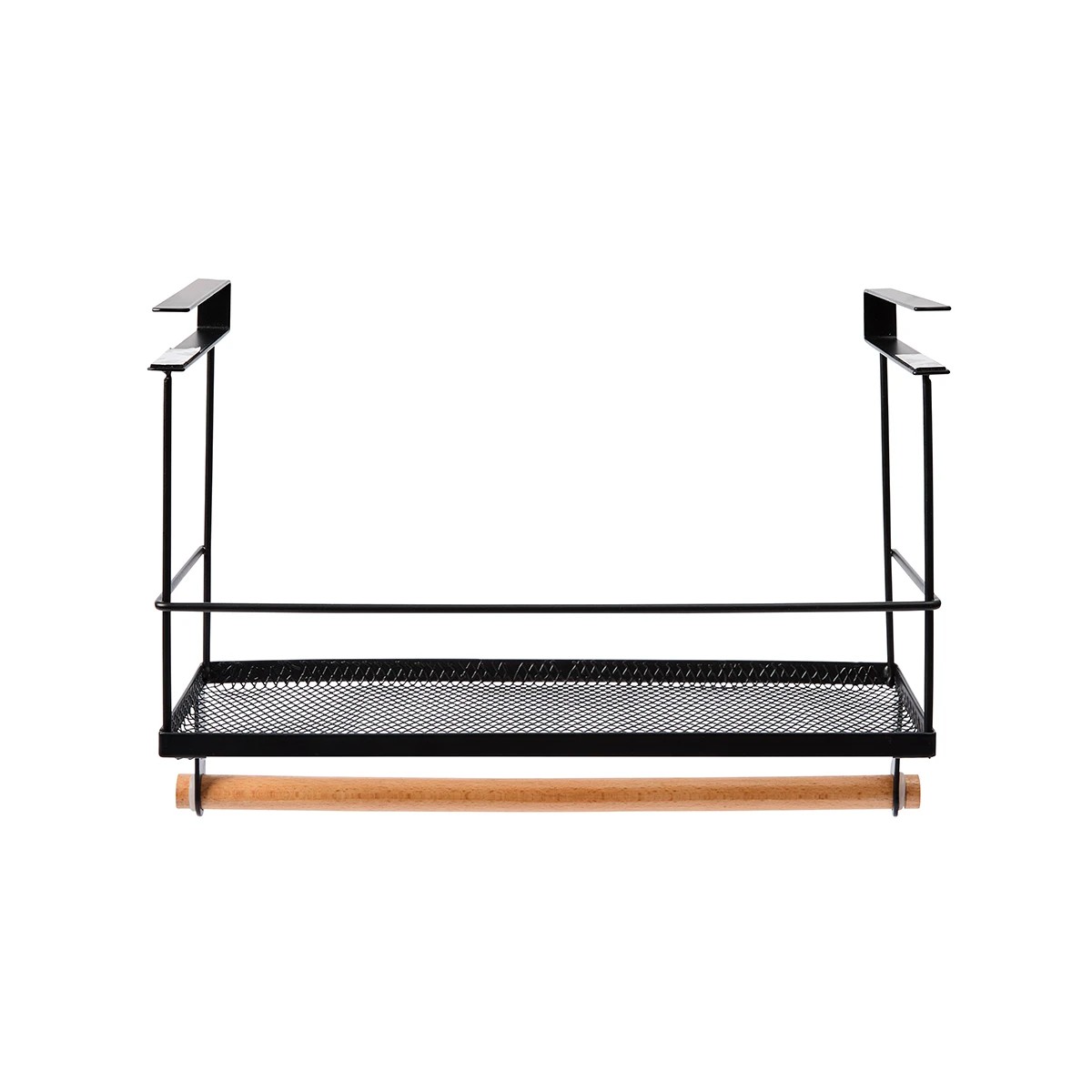 6 Wire and Wood Undershelf Basket With Rail, 6 of 9