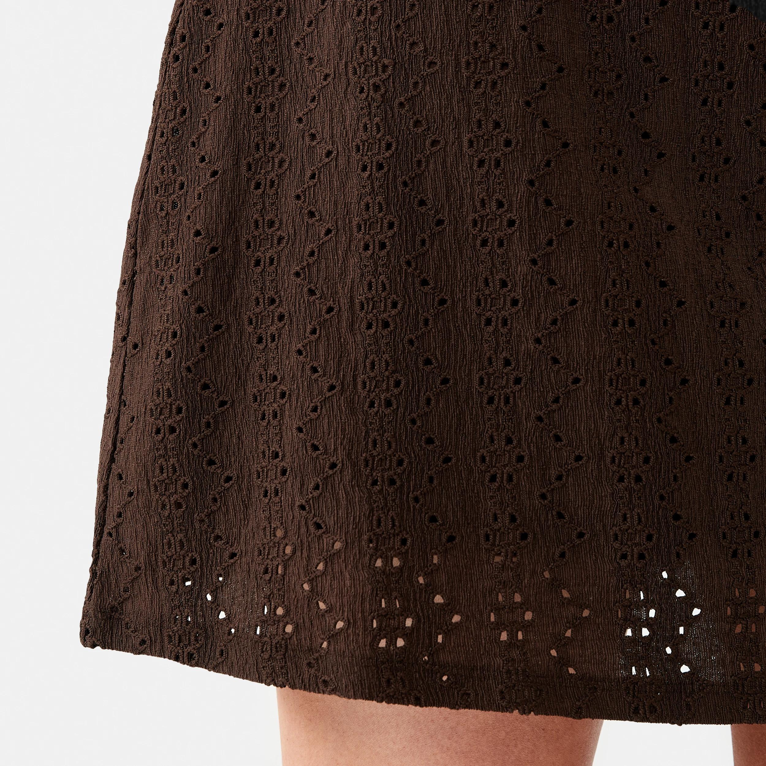8 Sleeveless Broderie V-Neck Mini Dress Melt Brown, 8 of 9