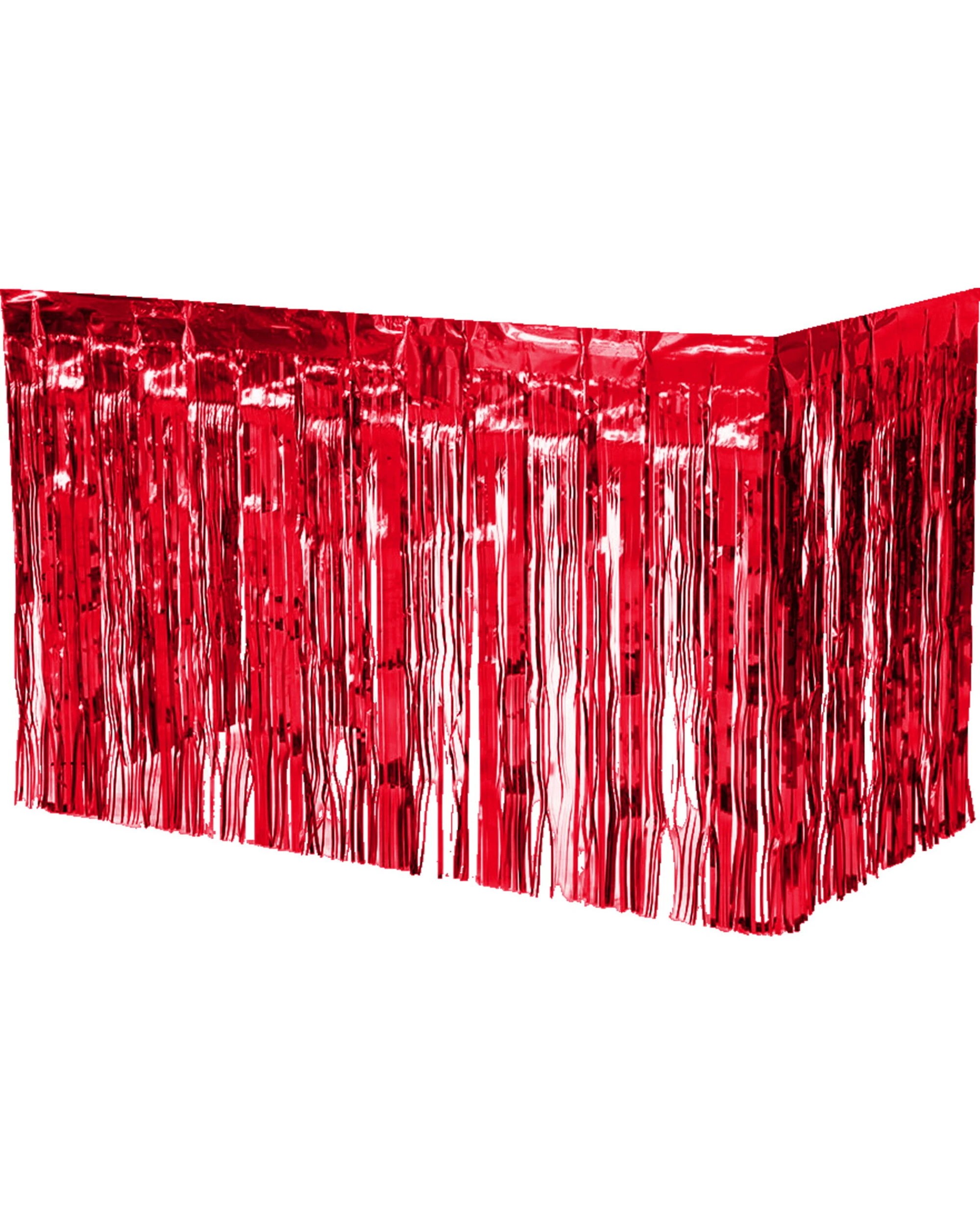 1 Partyrama Metallic Red Table Skirt - Red, 1 of 2