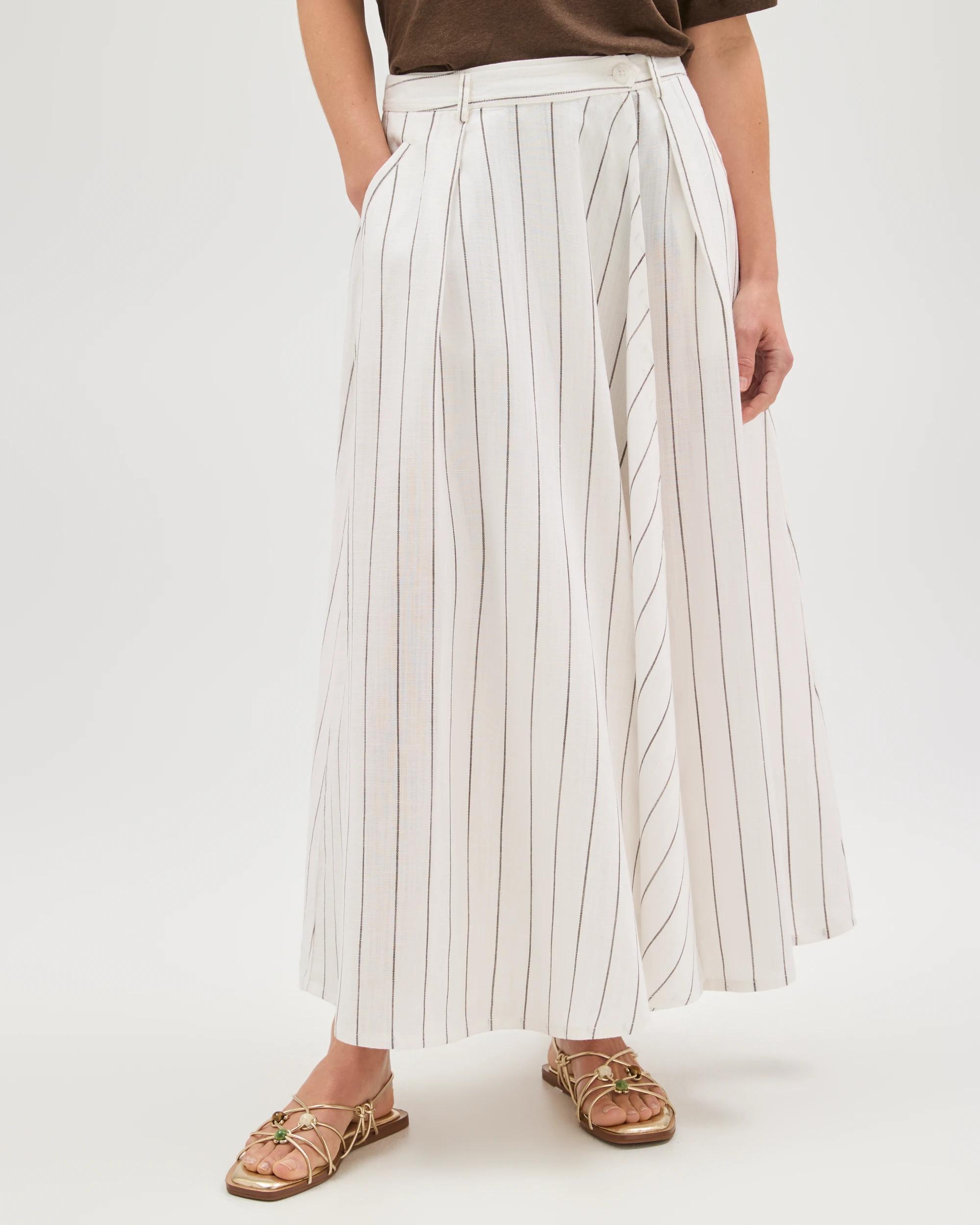 1 Target Woman Wrap Maxi Skirt WHITE COFFEE BEAN STRIPE, 1 of 5