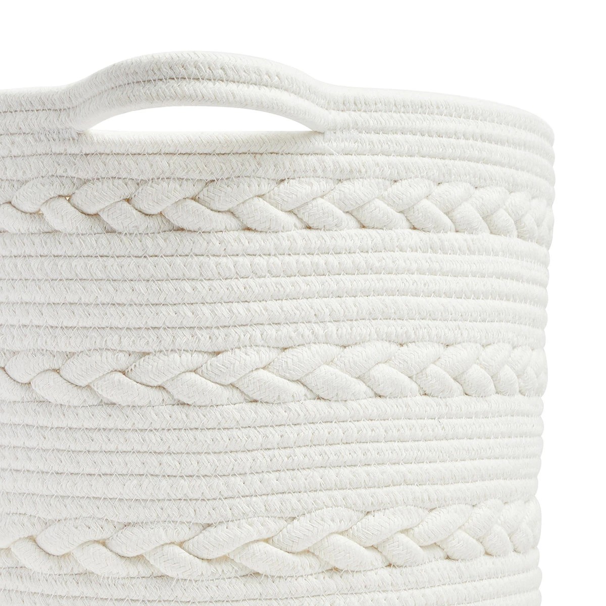 3 Round Braid Rope Basket - White, 3 of 7