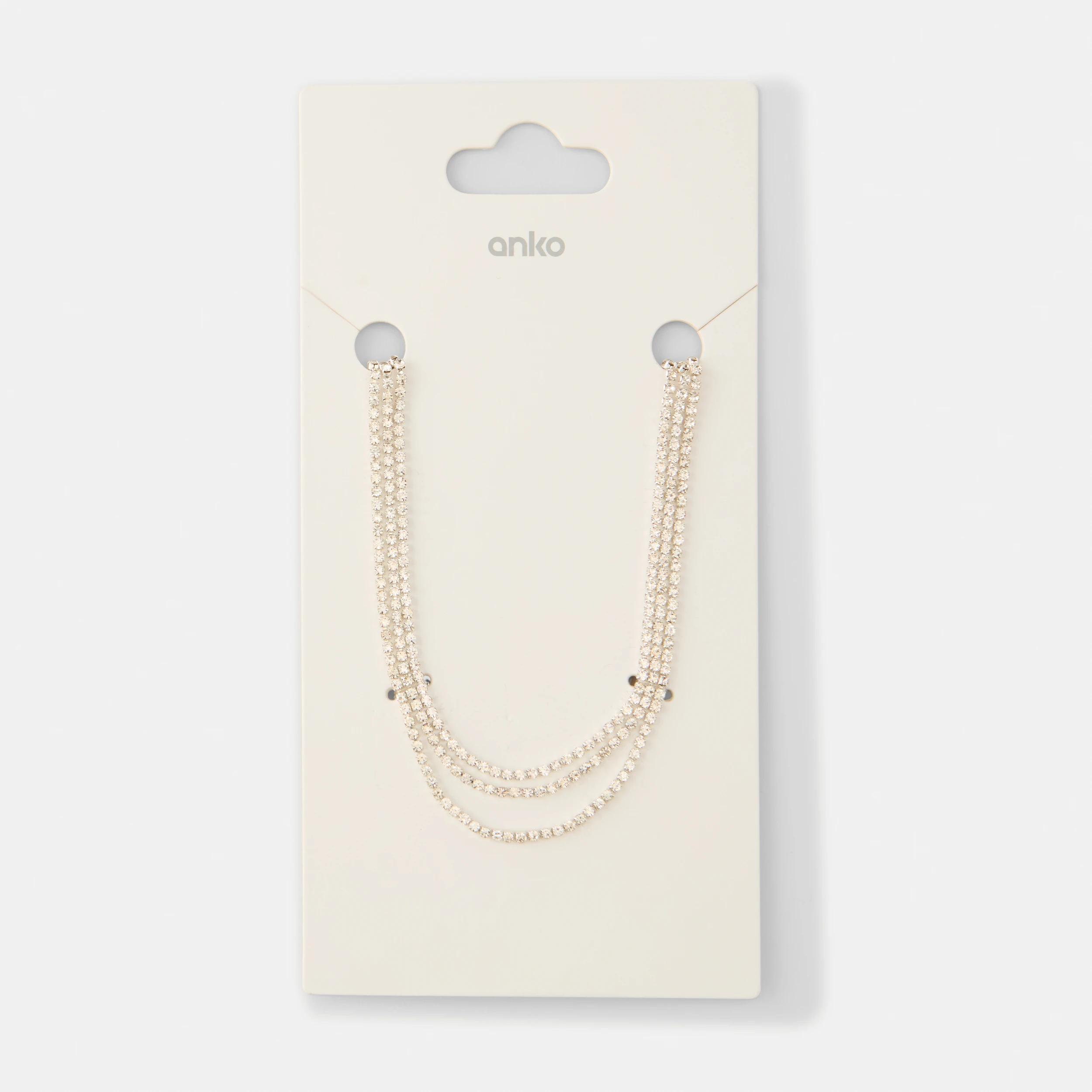 3 Cubic Zirconia 3 Layer Necklace - Silver Tone Silver, 3 of 3