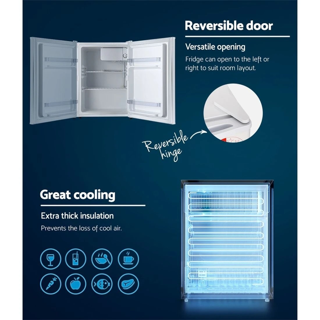 7 Devanti 70L Bar Fridge - White, 7 of 8