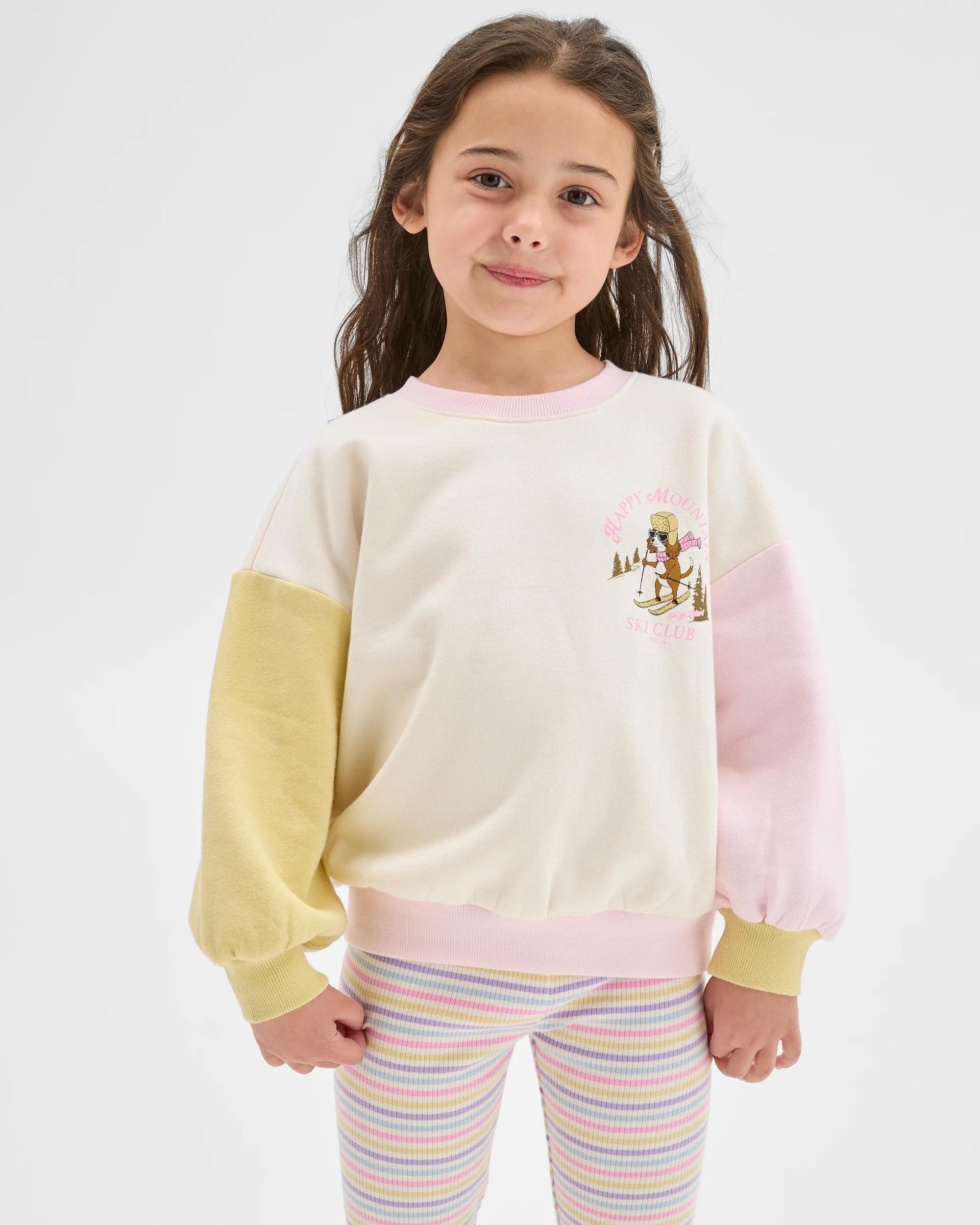 1 Target Kids Australian Cotton Blend Loose Fleece Jumper SKI DOG MULTI, 1 of 7