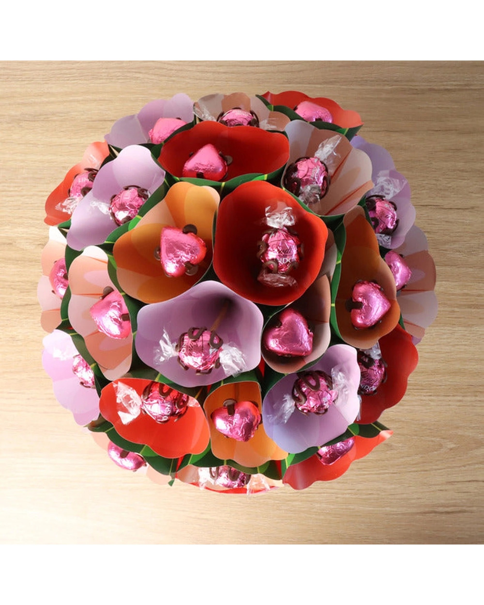 4 Edible Blooms Lindt Bouquet Milk And Raspberry Chocolates Small - Pink, 4 of 4