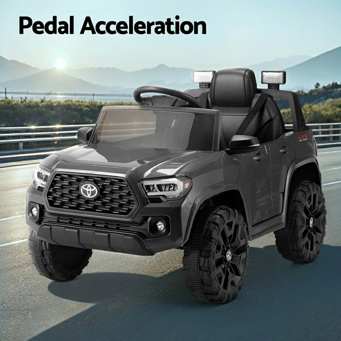 5 Kids Electric Ride On Car Toyota Tacoma Off Road Jeep Toy Cars Remote 12V - Grey, 5 of 5