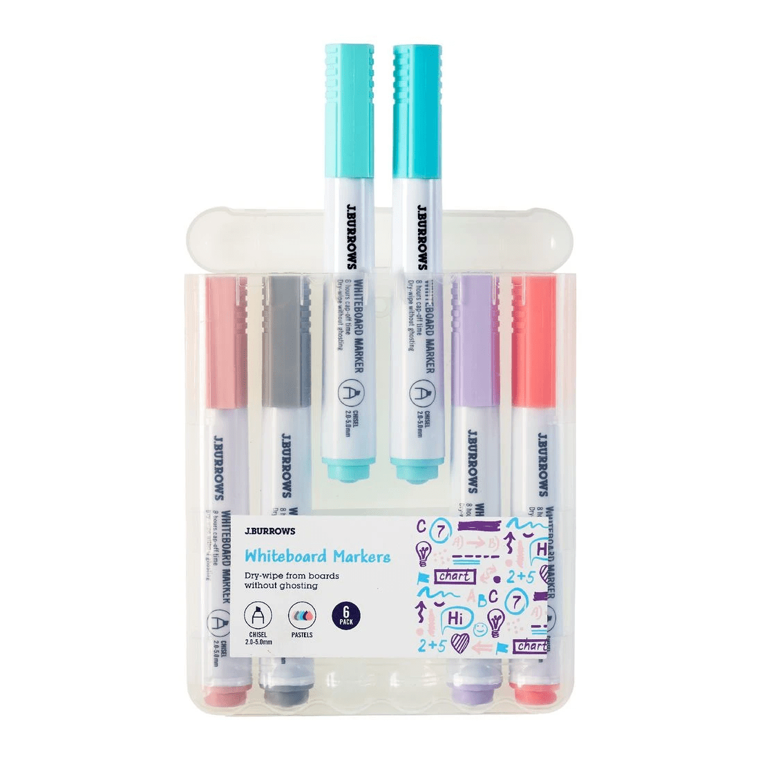3 J.Burrows Whiteboard Markers Chisel Pastels 6 Pack, 3 of 3