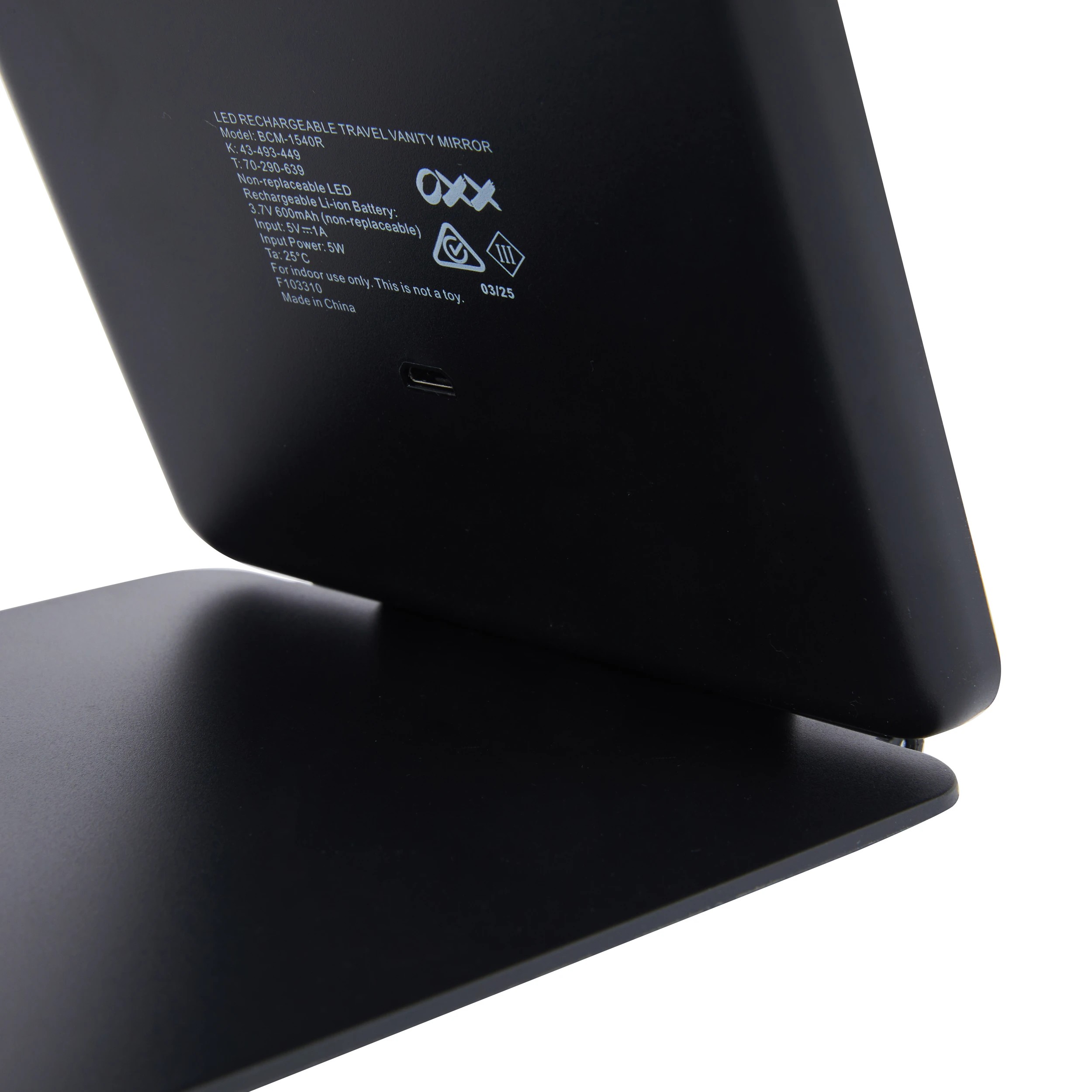 5 OXX Travel LED Rechargeable Travel Mirror - Black, 5 of 10