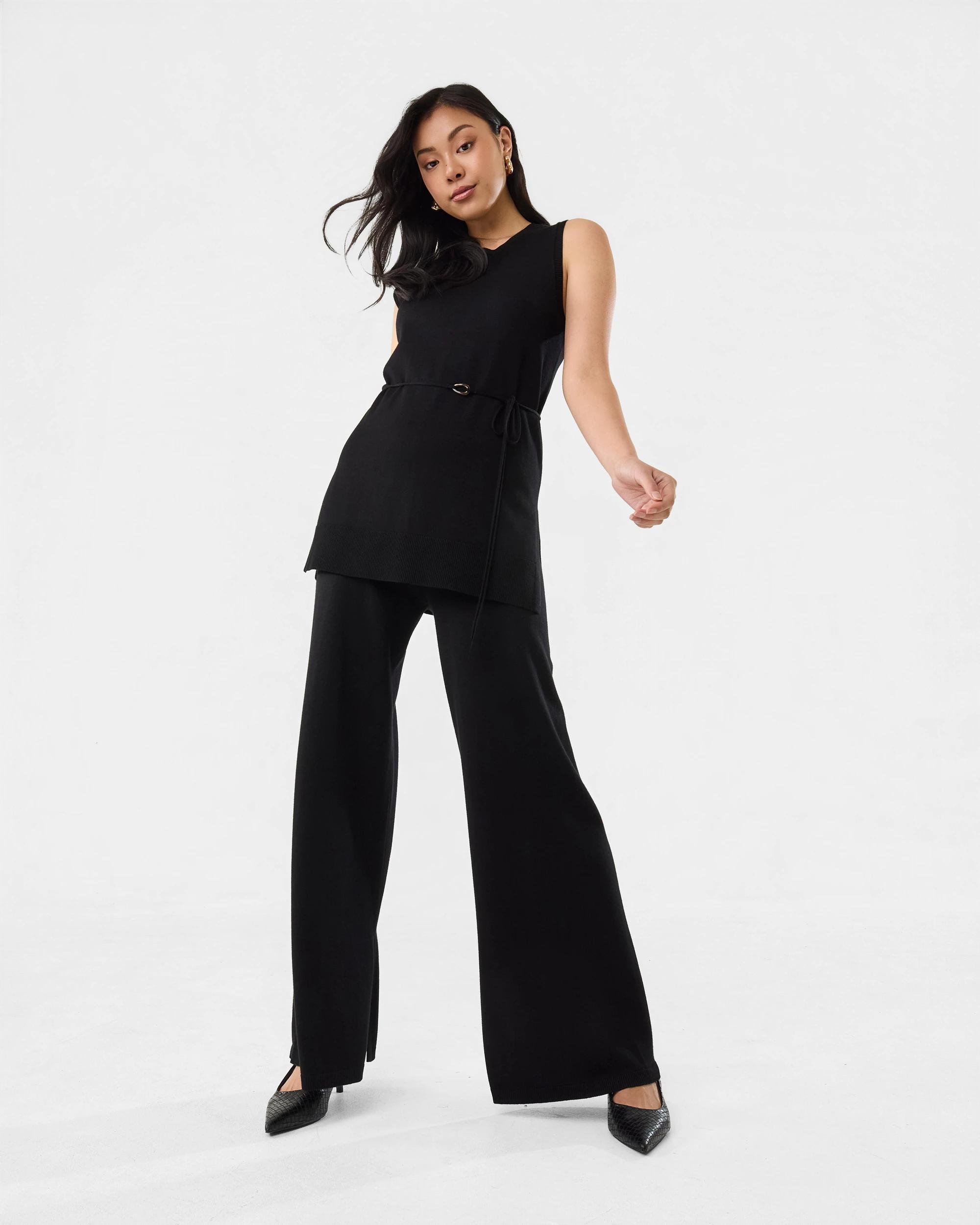 2 Side Split True Knit Pants Black, 2 of 6