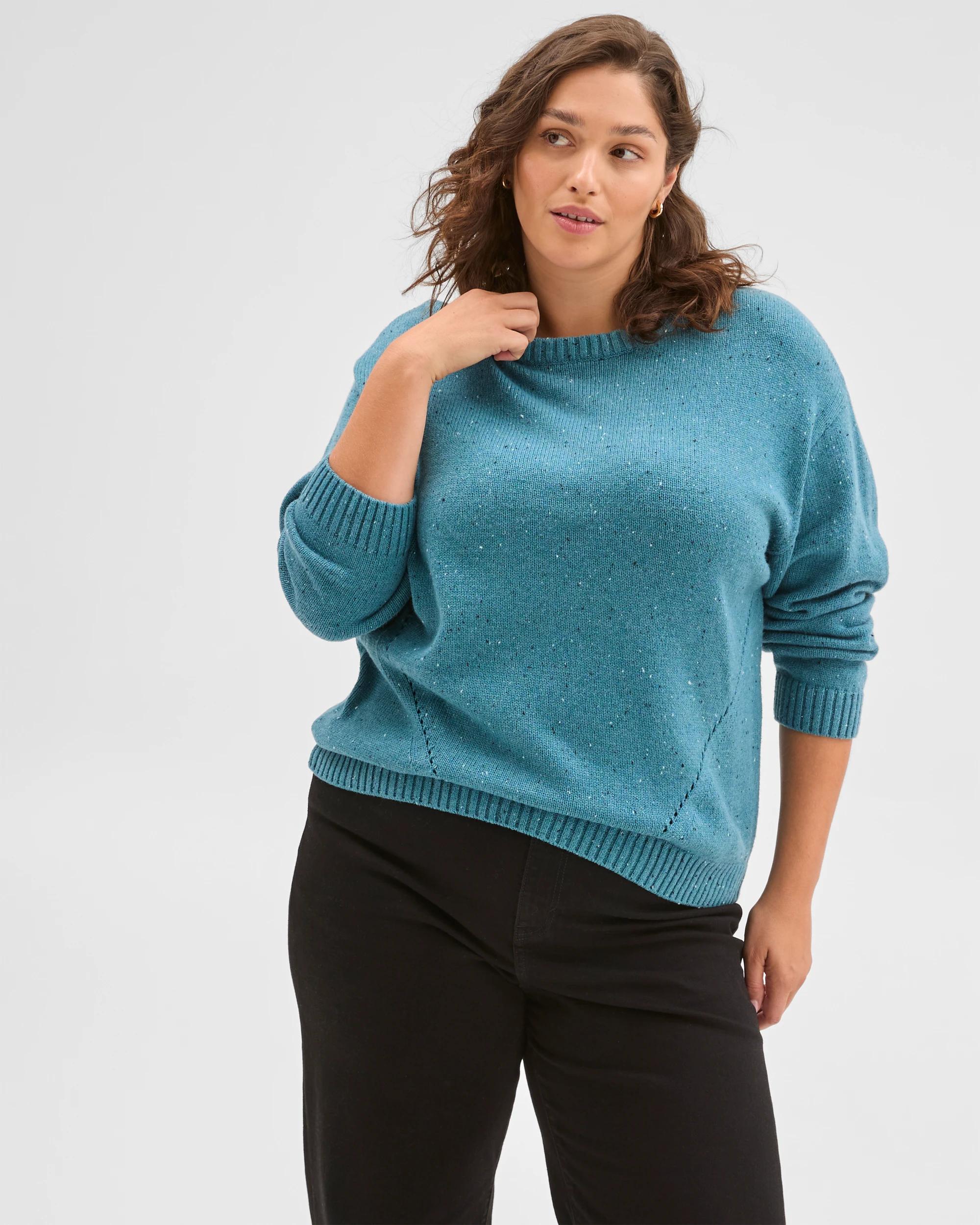 3 Target Curve Plus Size Australian Cotton Blend Long Sleeve Sweater STEEL BLUE, 3 of 6