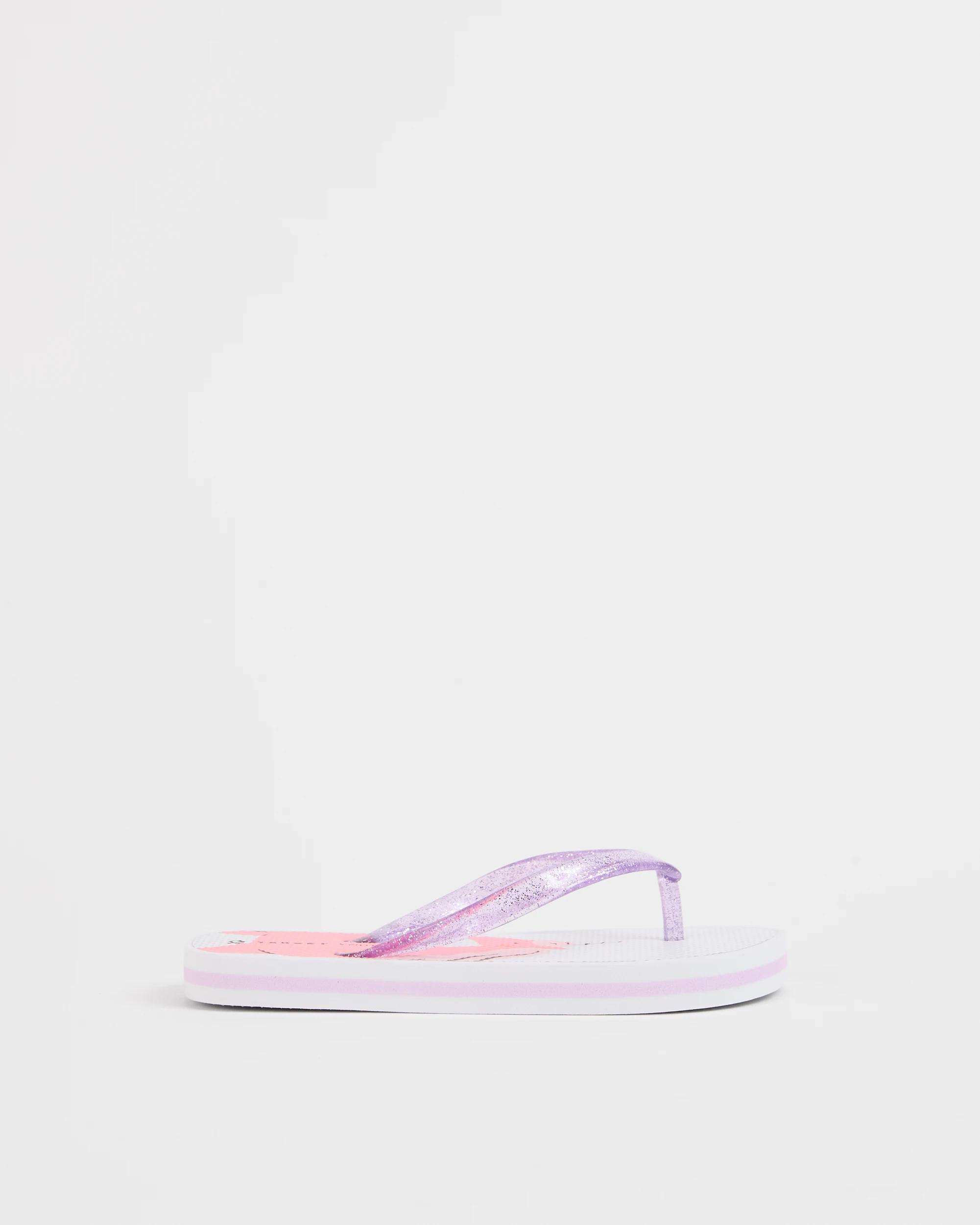 1 Target Kids Junior/Senior Printed Thongs PURPLE UNICORN, 1 of 3