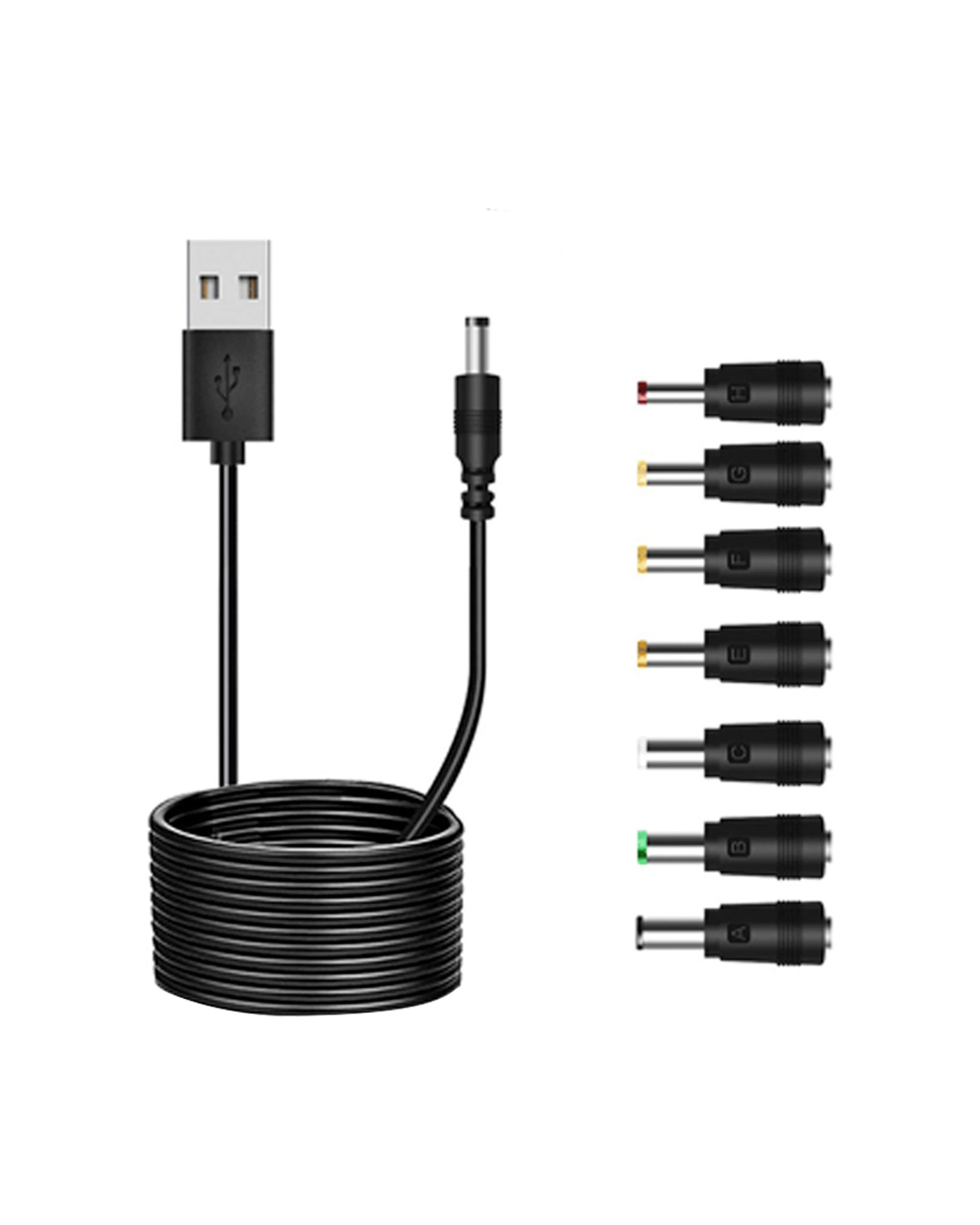 1 Sansai 1m USB-A To 7 Plug Male DC Connector Heads Cable Adapter Power Cord - Plain, 1 of 3