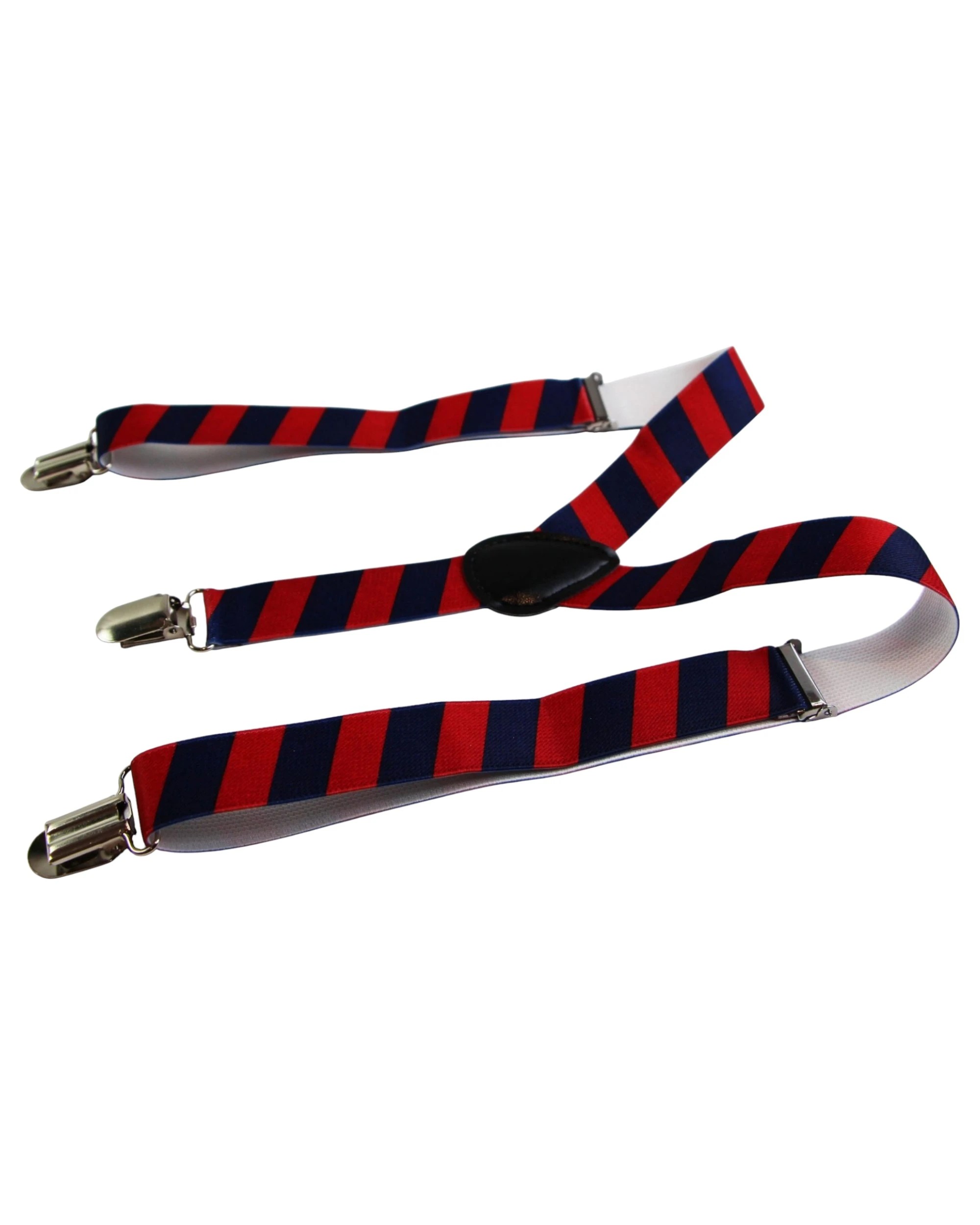 4 Zasel Boys Adjustable Red & Navy Diagonal Striped Patterned Suspenders - Multi - Multi, 4 of 5