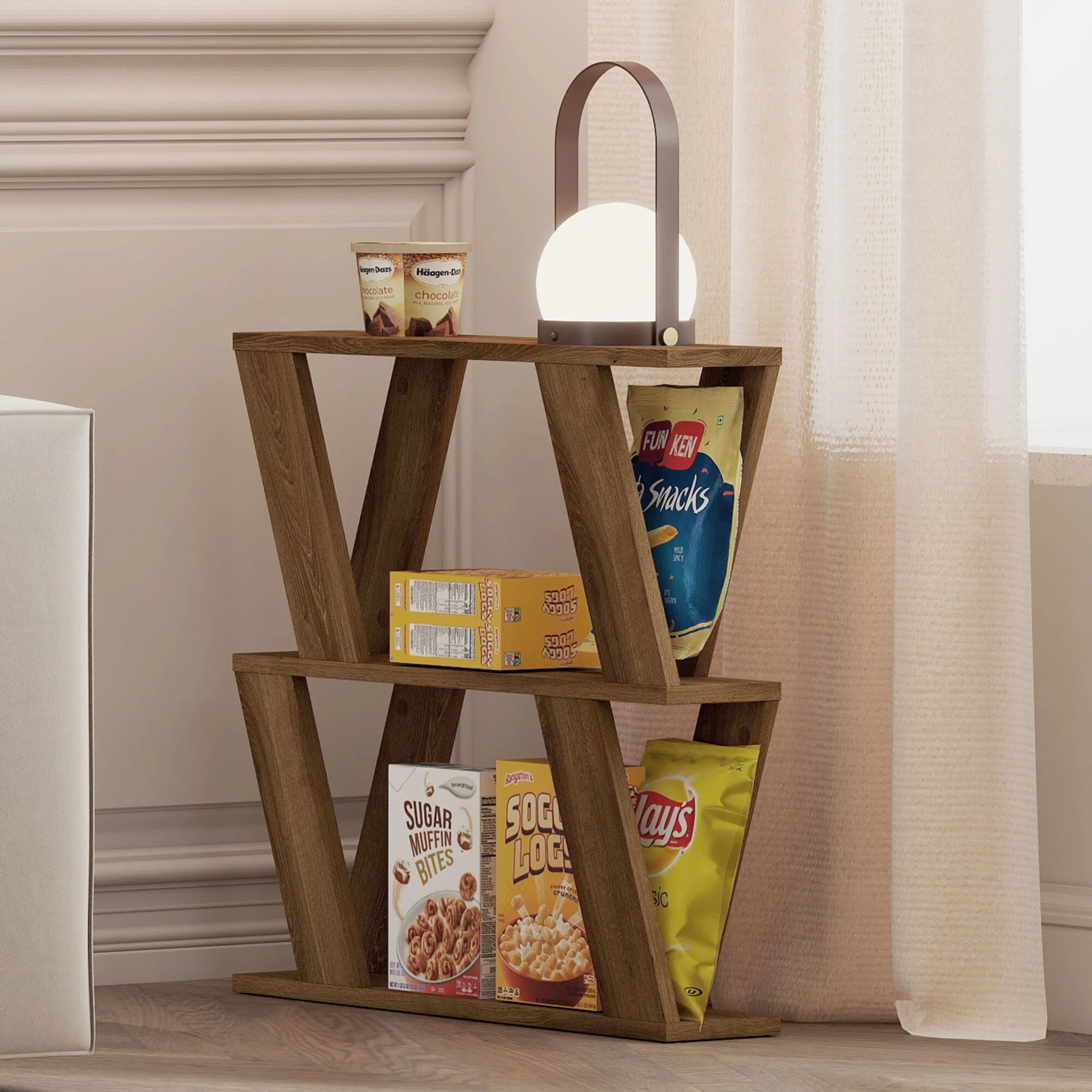 8 Levede Slim Side Table Two-Tier - Brown, 8 of 9