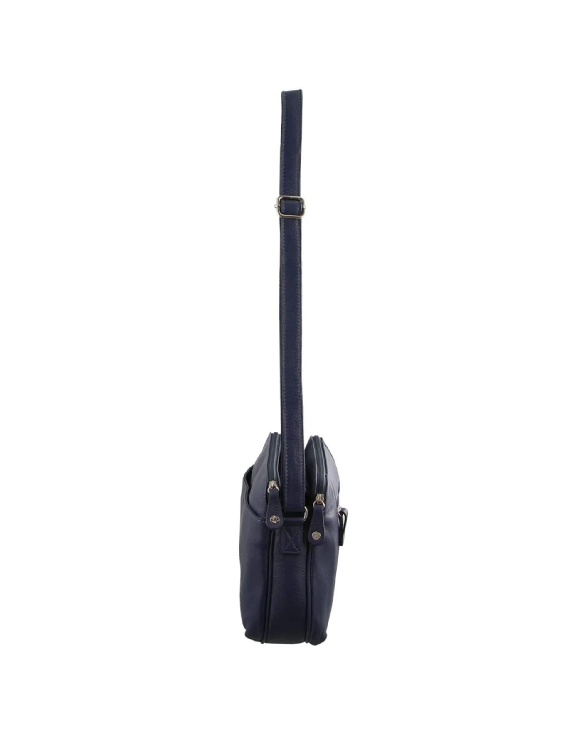 2 Milleni Women's Nappa Leather Shoulder Crossbody Bag 28x22cm Navy - Blue, 2 of 3
