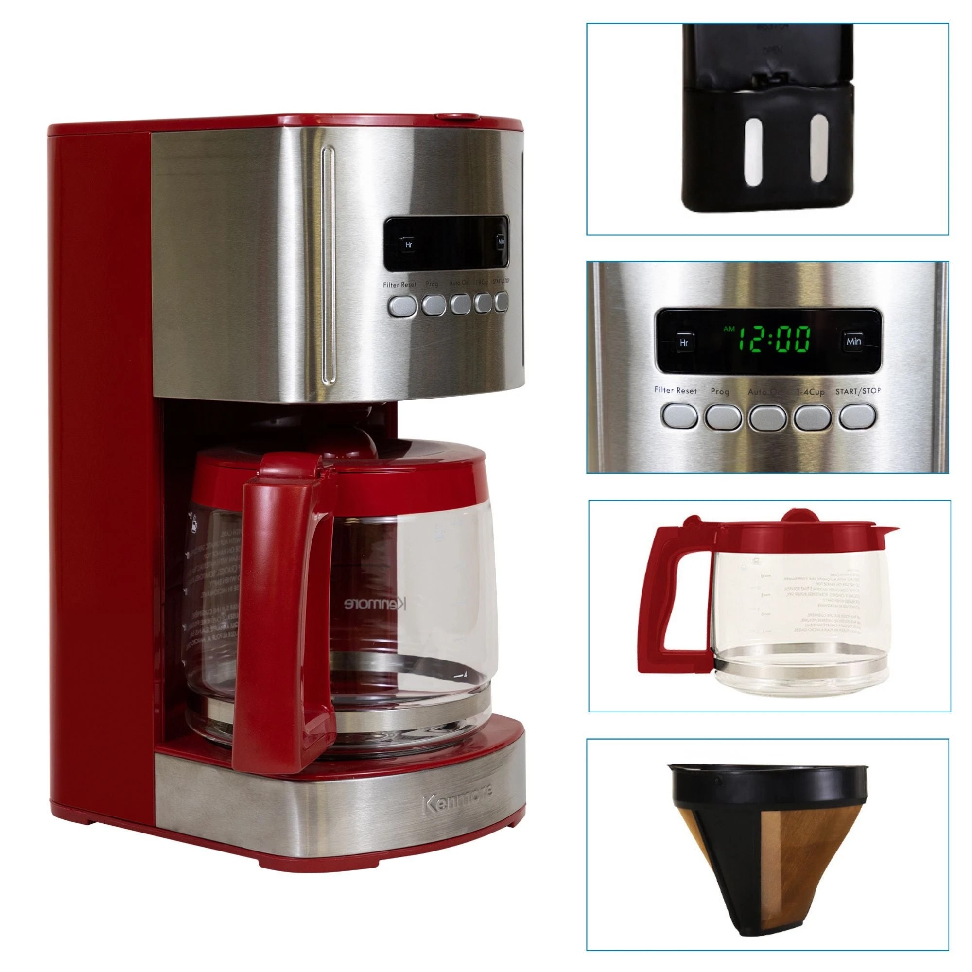3 Kenmore 12-Cup Drip Coffee Maker - Red, 3 of 6