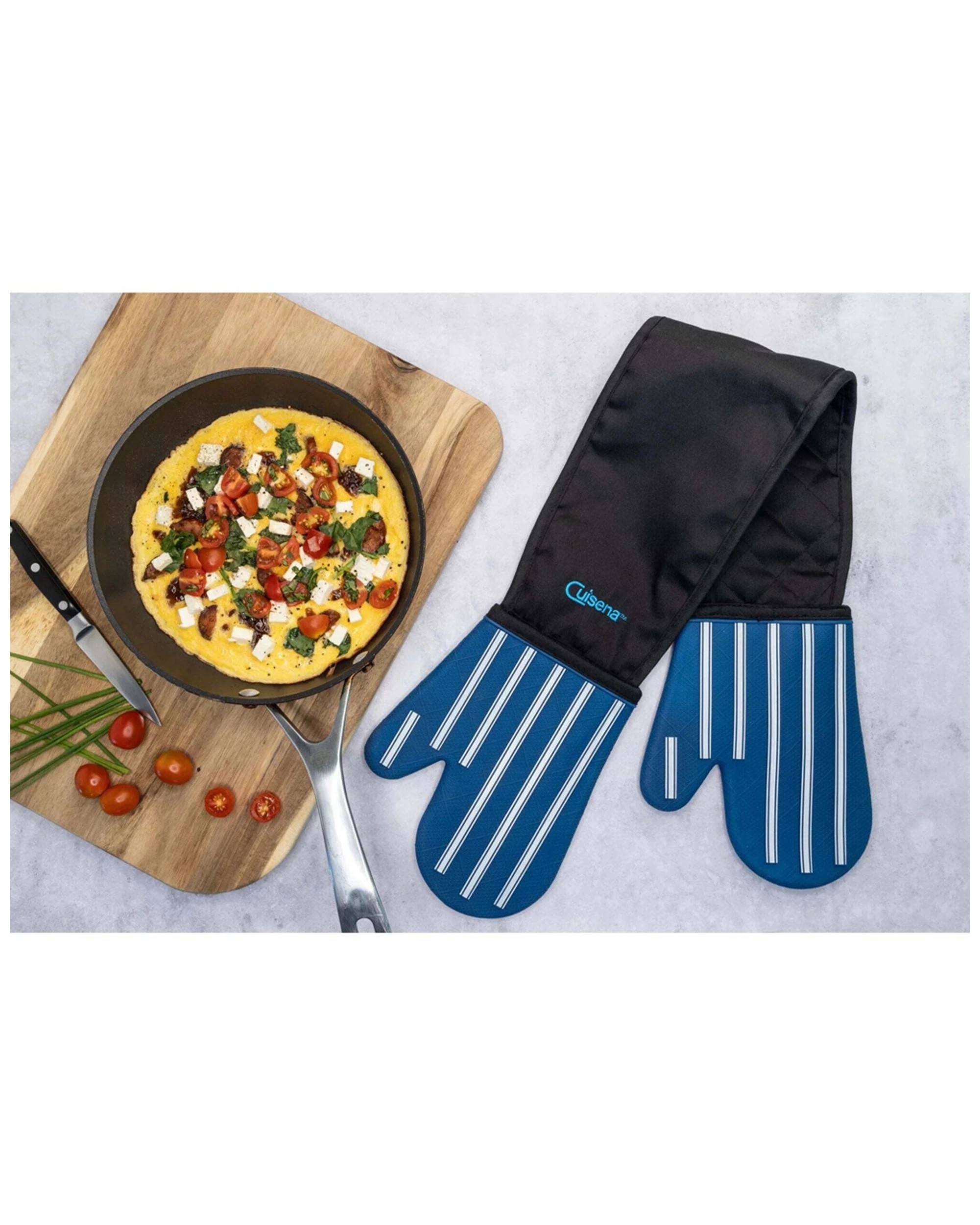 4 Cuisena Double Oven Glove Silicone Fabric Heat Resistant 220C Non Slip - Blue, 4 of 5