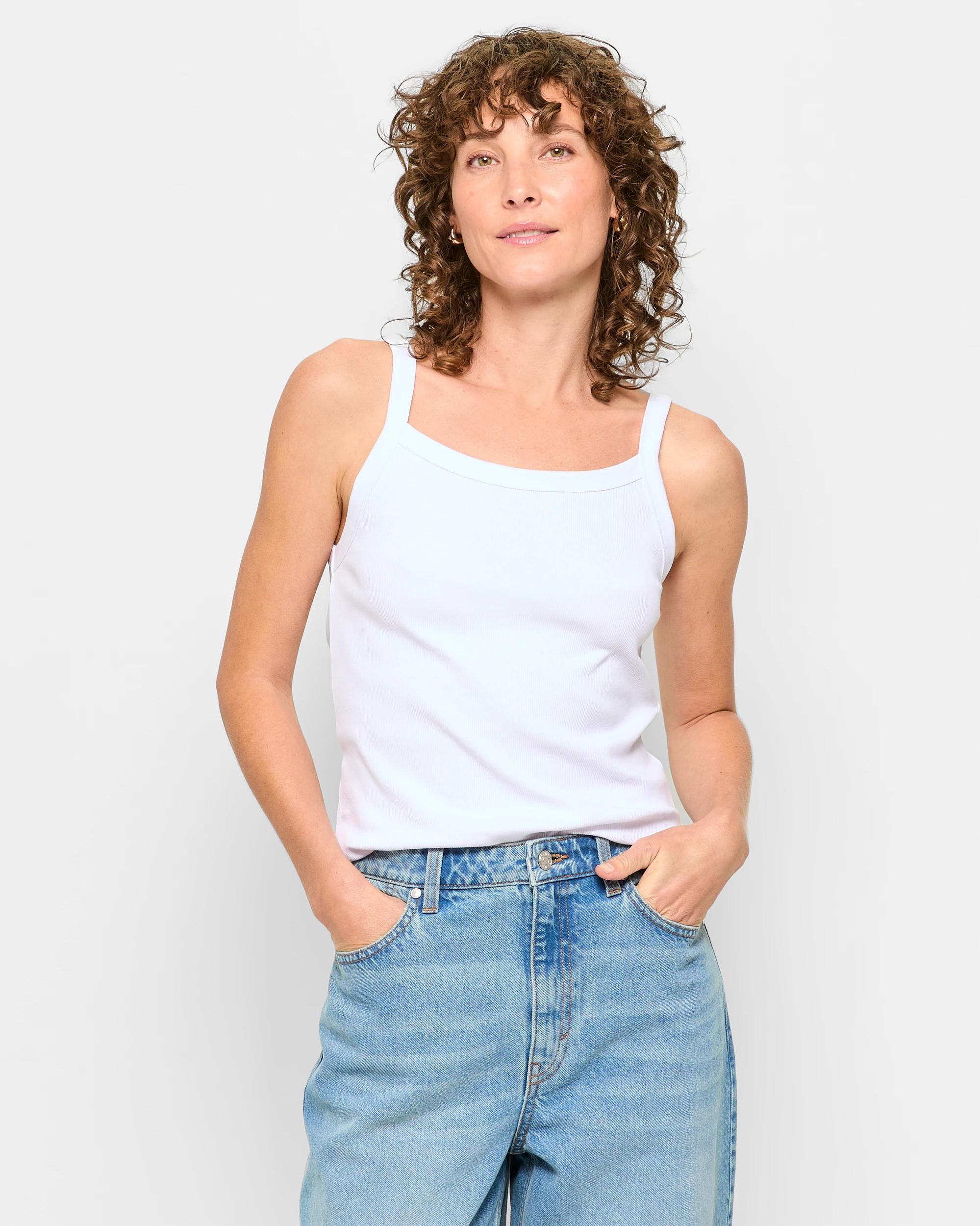 1 Target Australian Cotton Rib Cami WHITE, 1 of 5