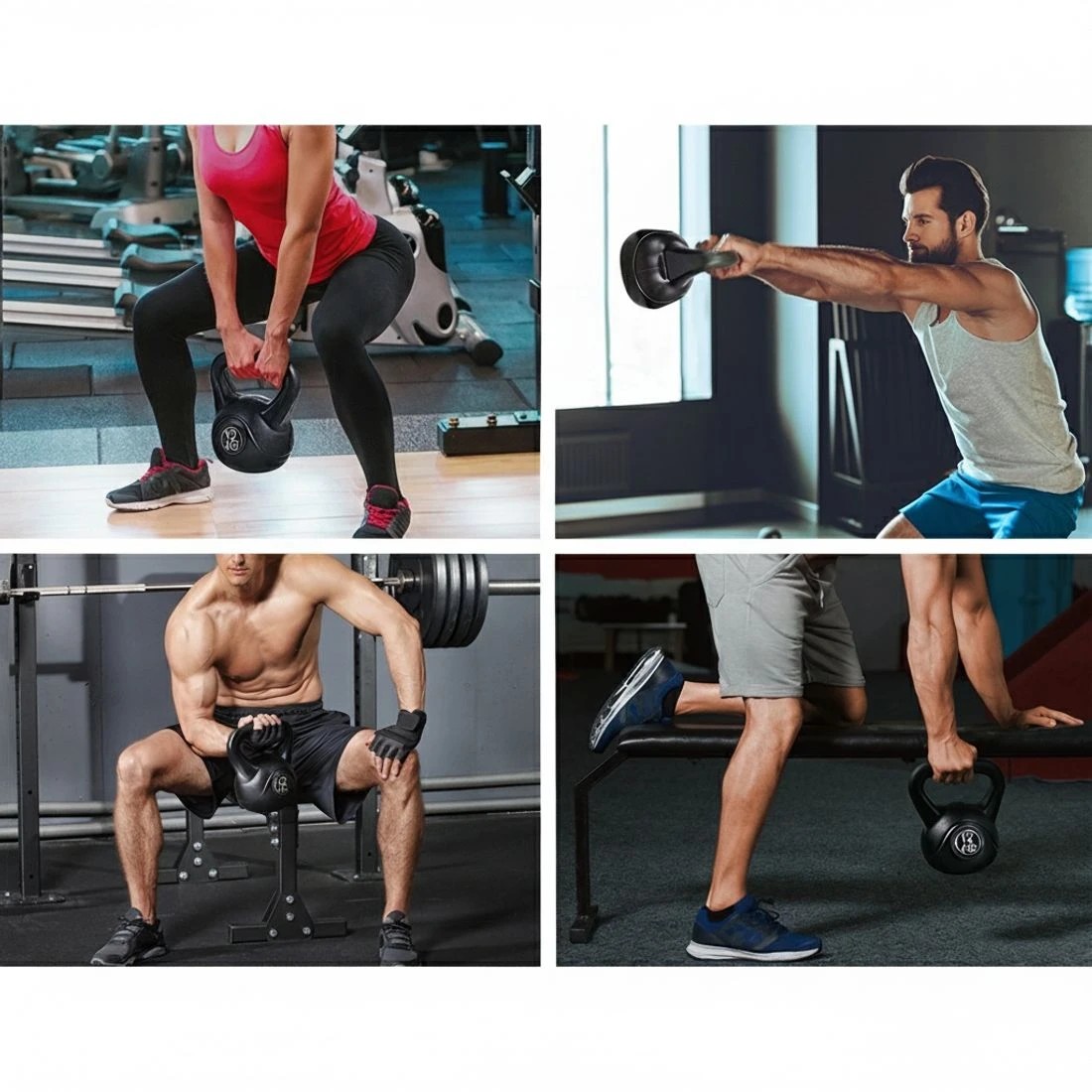 6 Everfit 12kg Kettlebell Set Weight Lifting Bench Dumbbells Kettle Bell Gym Home - Black, 6 of 6