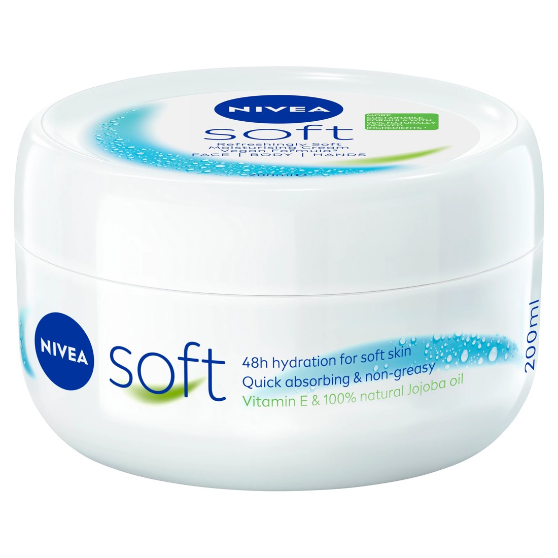 2 Nivea Soft Moisturising Cream 200ml - Vitamin E & Jojoba Oil, 2 of 10