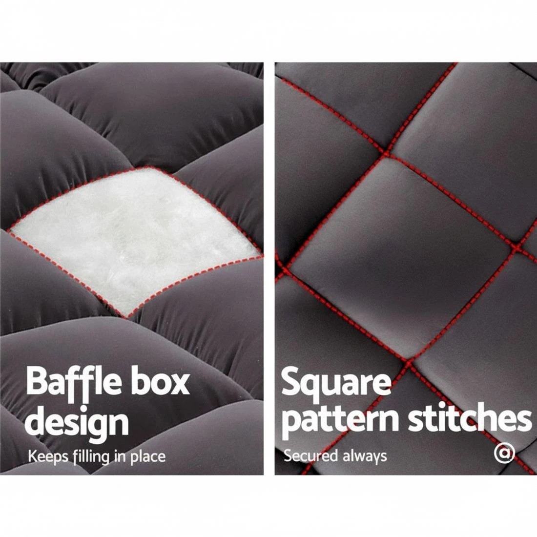 5 Giselle Mattress Topper King Single - Grey - Grey, 5 of 6