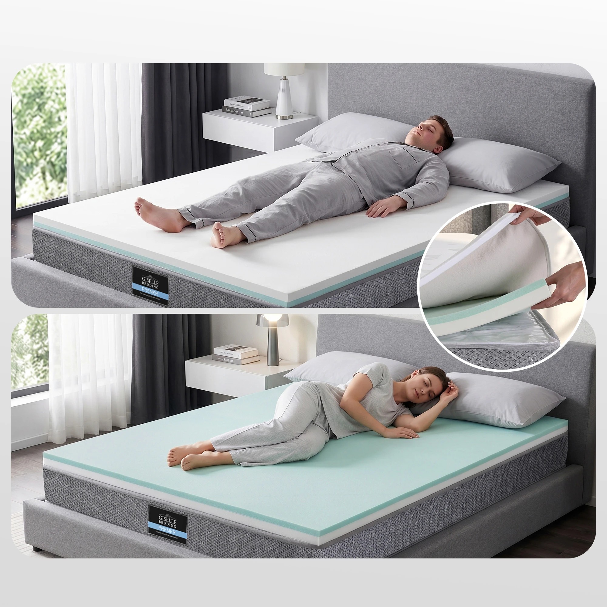 6 Giselle Bedding 23cm Mattress Reversible Firmness Foam Layer Pocket Spring - King Bed - White, 6 of 9