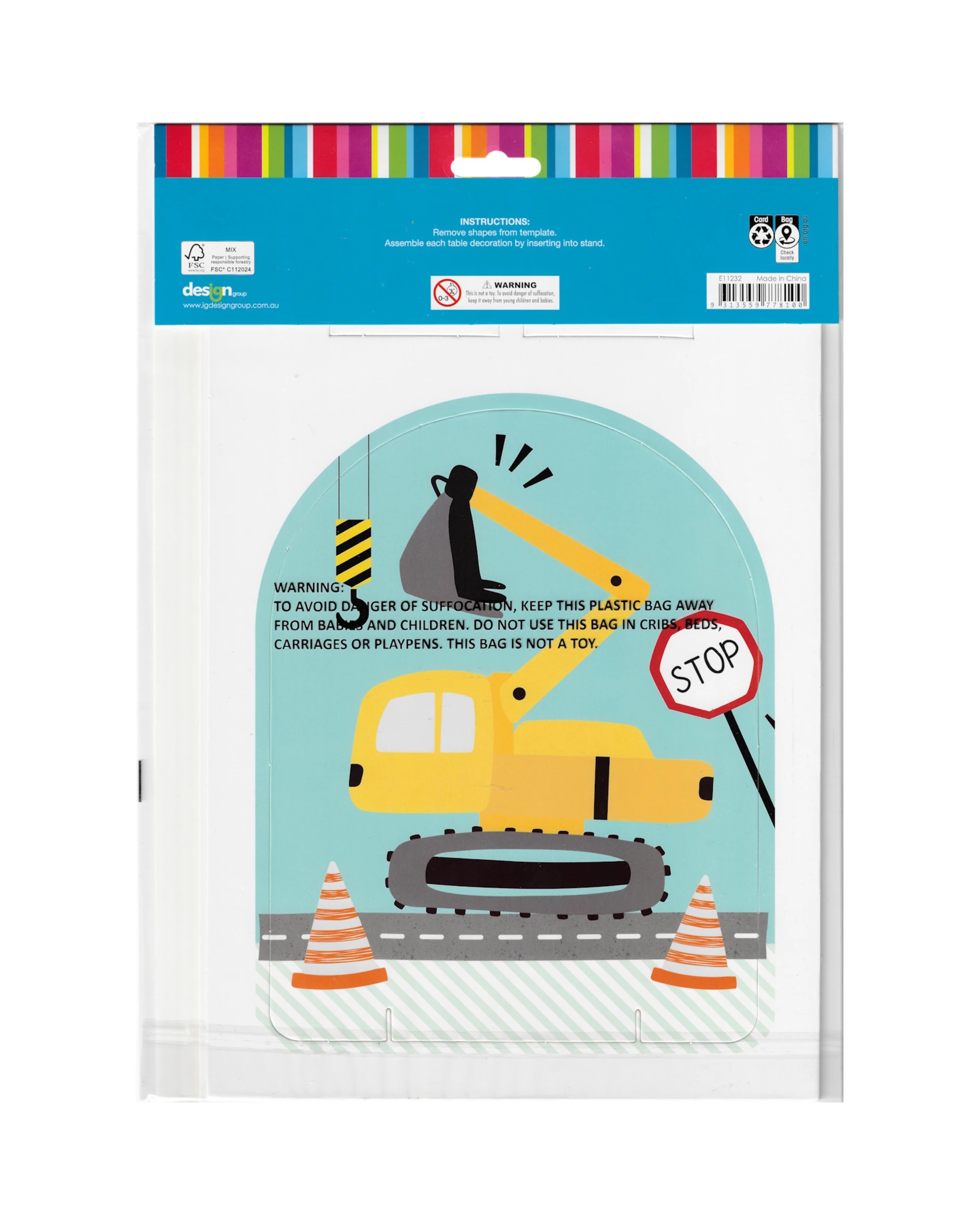 3 Artwrap Construction Road Works Party Table Decorating Kit, 3 of 3