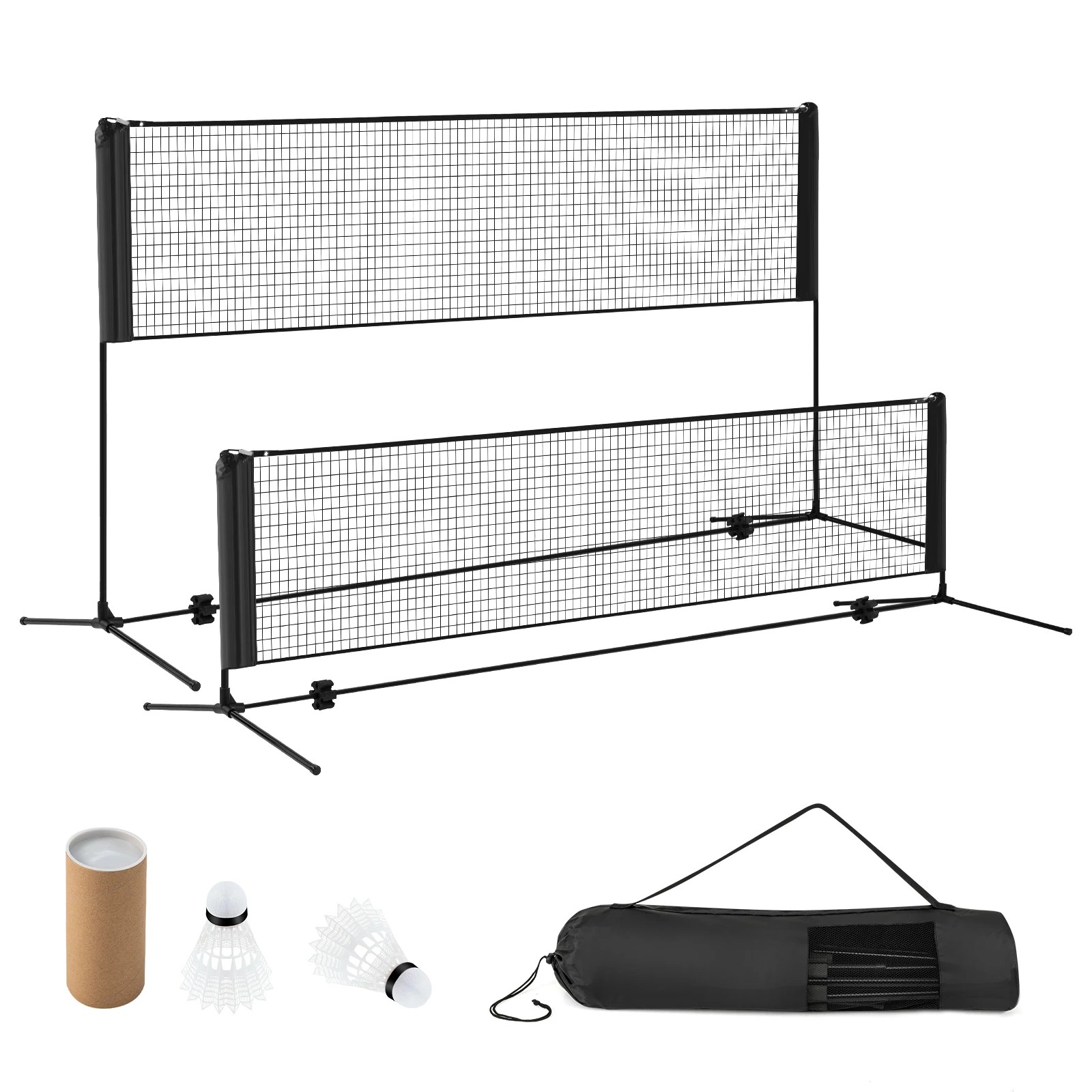 1 Costway Badminton Tennis Net Set Portable Volleyball Kit Outdoor Fitness Sports Exercise Training - Black, 1 of 1