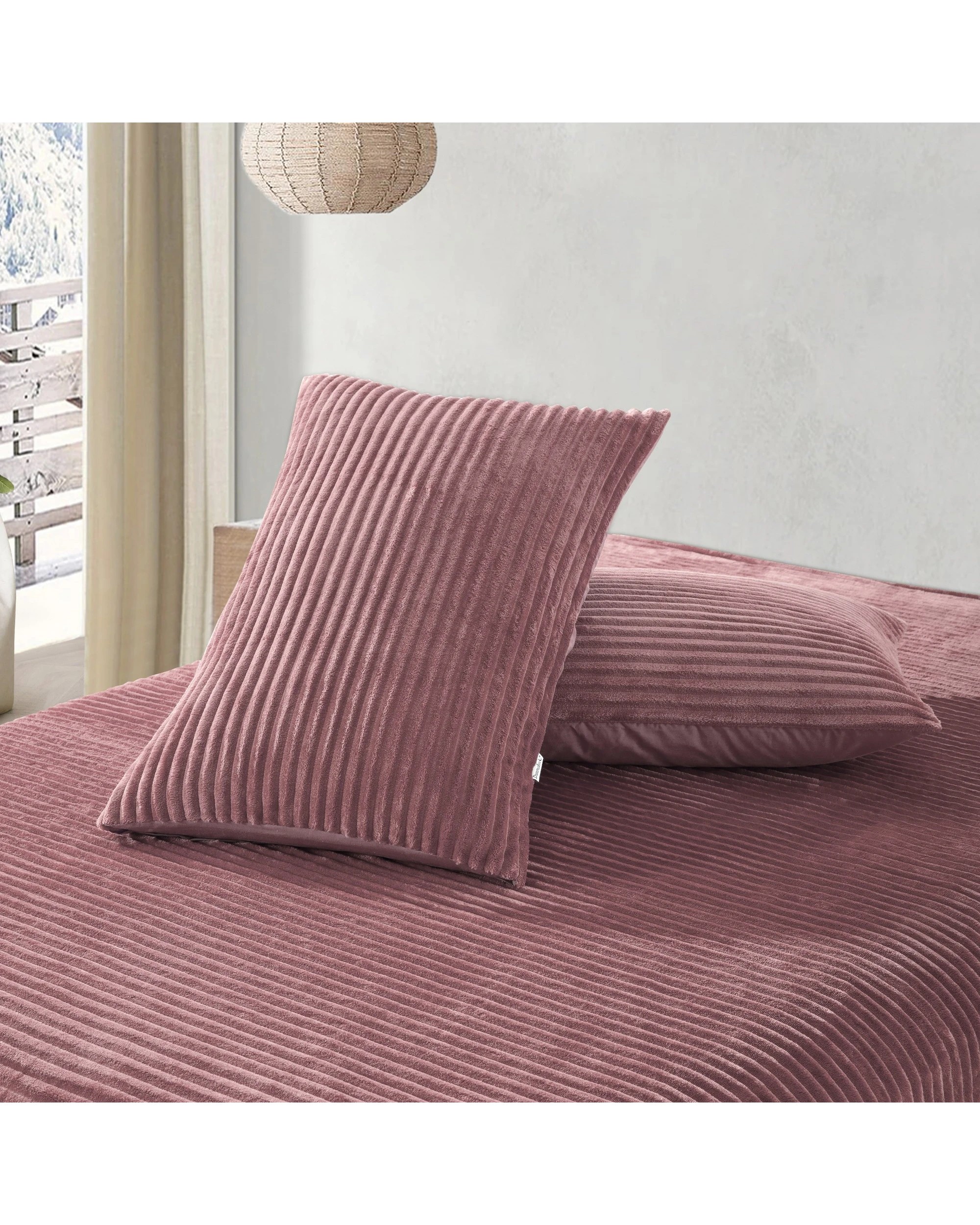 4 Dreamaker Signature Embossed Corduroy Fleece Quilt Cover Set - King Single Bed - Blush, 4 of 7