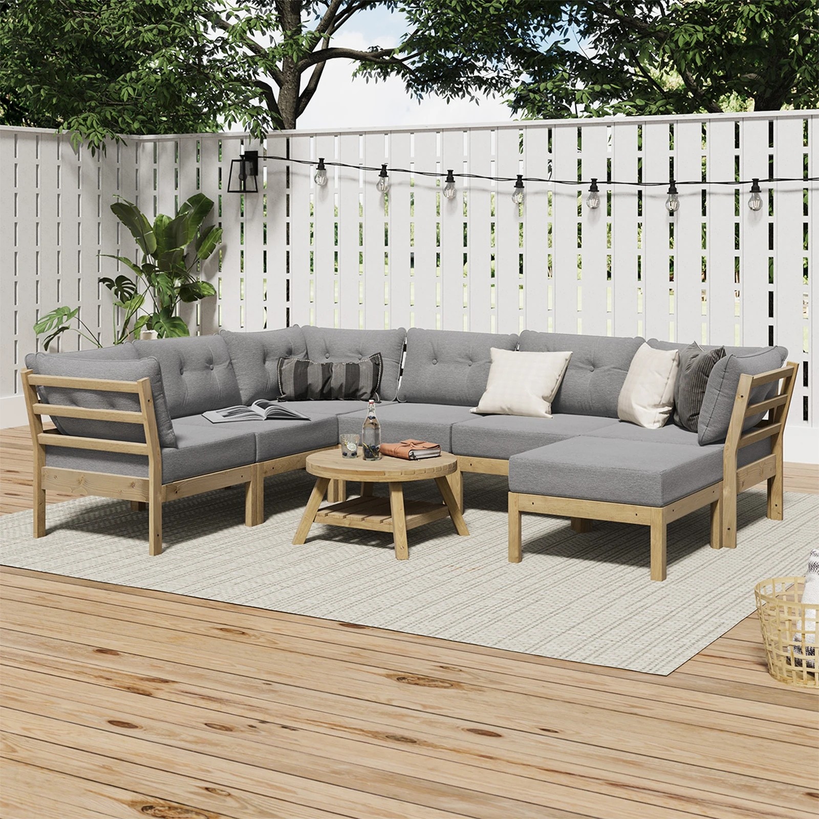 4 Livsip 8PCS Outdoor Sofa Set Lounge Setting Patio Furniture - Grey, 4 of 10
