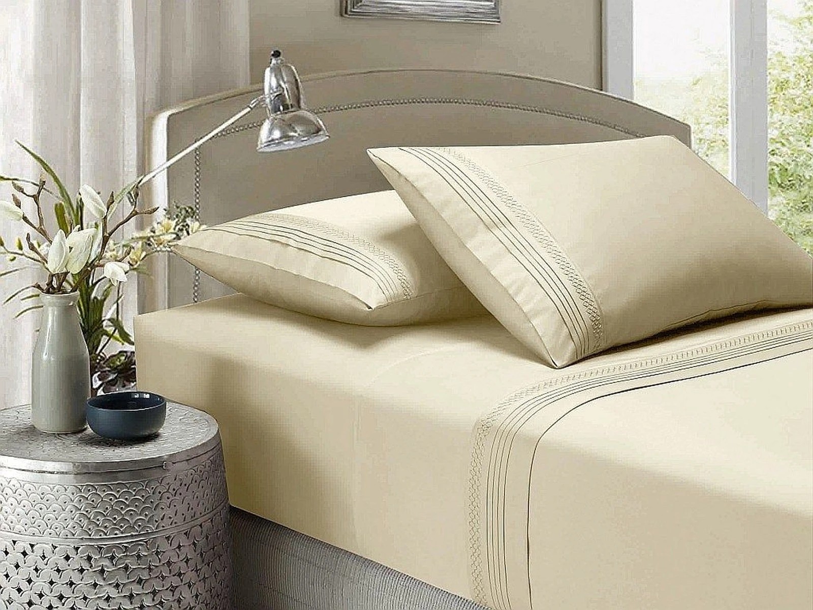 1 Style & Co 1000TC Super Soft Egyptian Cotton Milano Sheet Set - Double Bed - Beige - Double Bed - Beige, 1 of 1