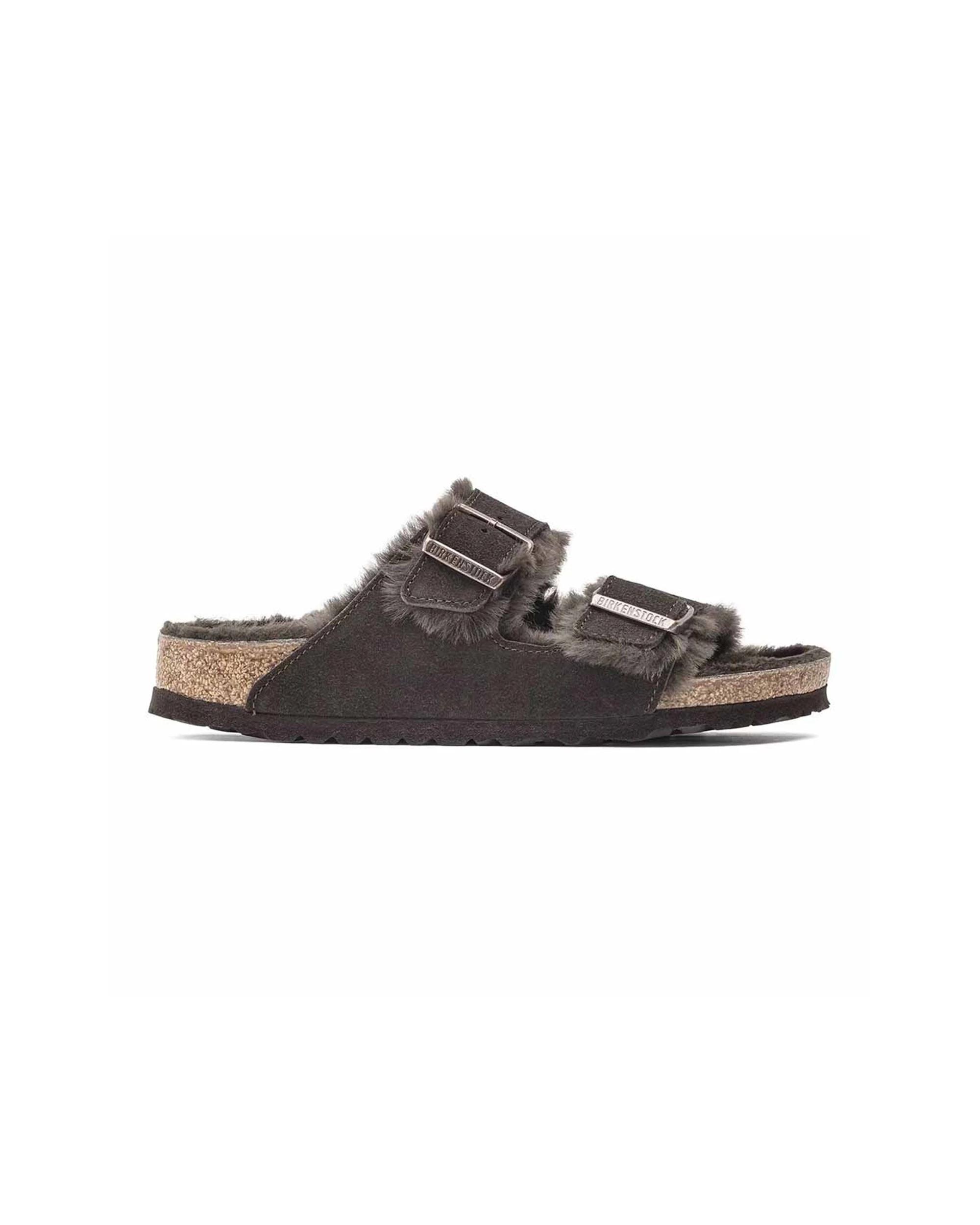 1 Birkenstock Arizona Shearling Suede Sandals Narrow Width MOCCA, 1 of 7