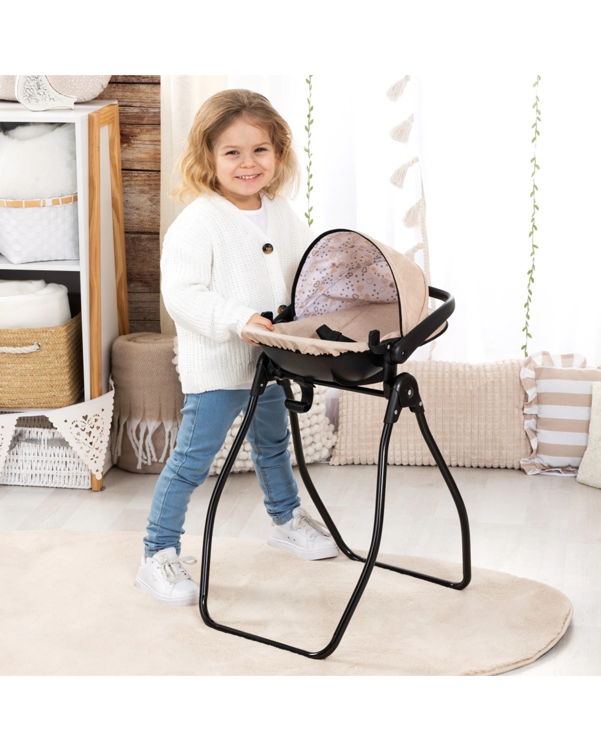 6 Bayer High Chair With Swing Set Foldable Travel Bed For Dolls 40cm - Beige, 6 of 6