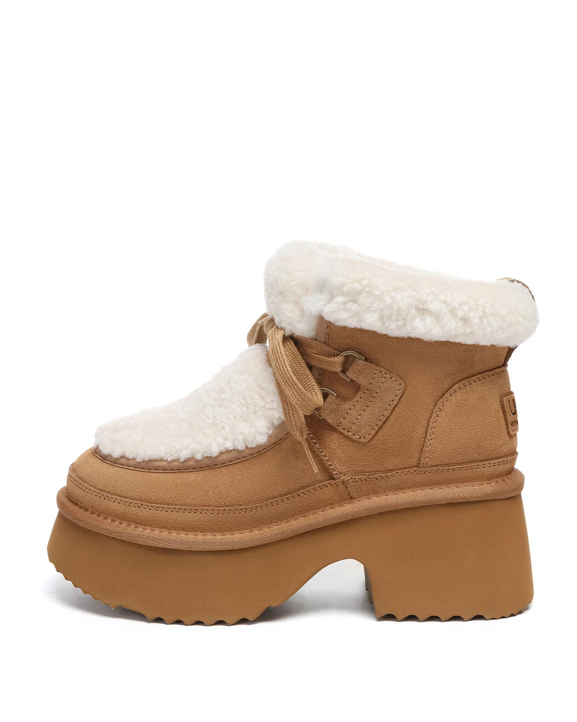 4 Australian Shepherd UGG Women Chunky Platform Bumpy Boots CHESTNUT, 4 of 5