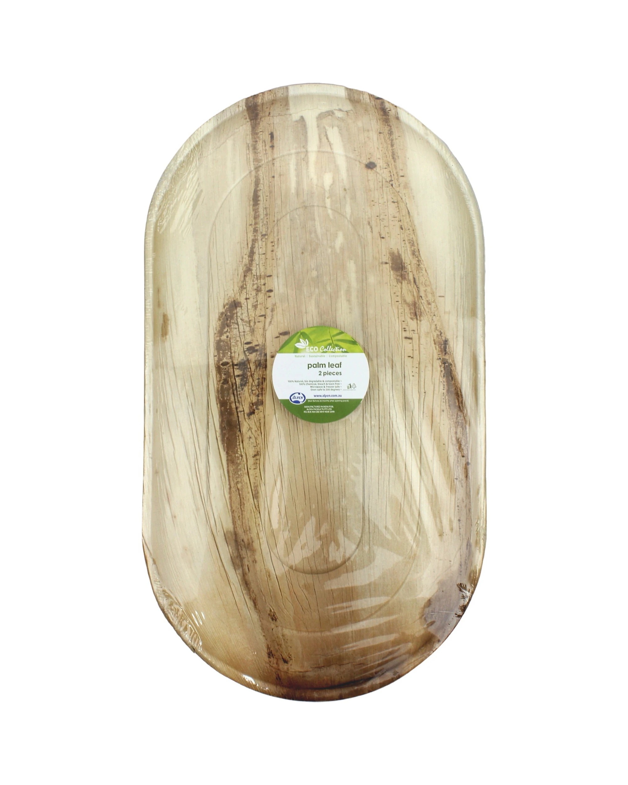 2 Alpen Natural Palm Leaf Large Oval Platters 55cm Pack of 2, 2 of 2