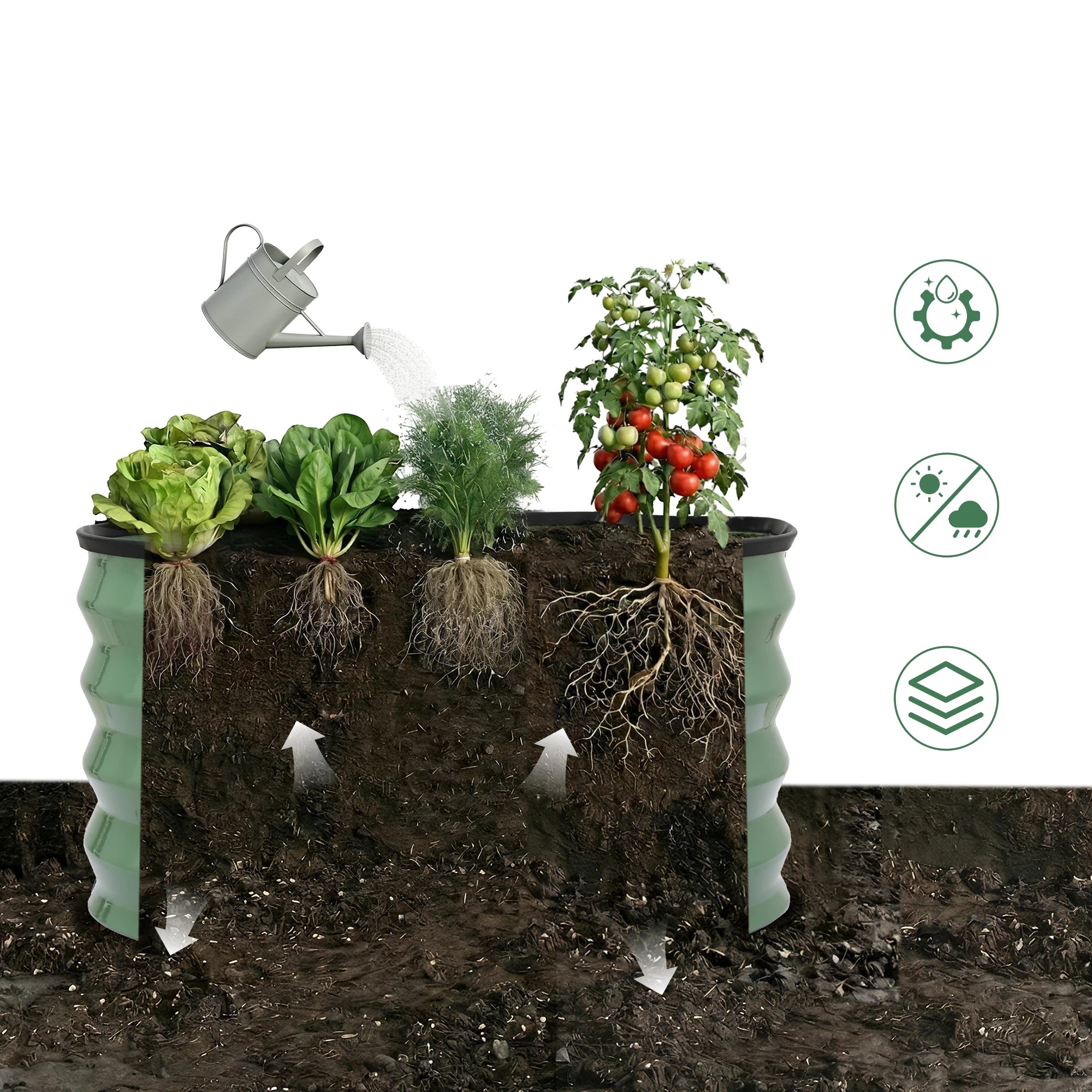8 Green Fingers Fingers Round Raised Garden Bed 2 Pack Galvanised Planter Box Rust Resistant - Green, 8 of 10