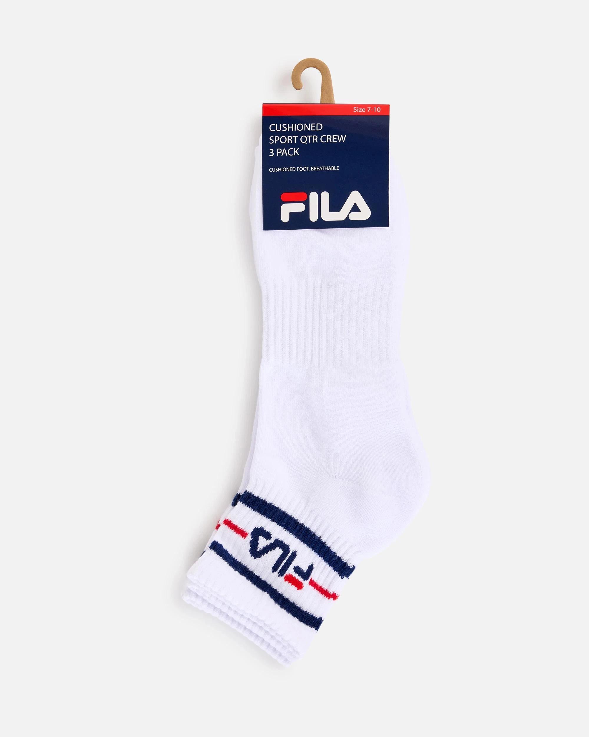 1 Fila Quarter Crew 3 Pack Socks WHITE, 1 of 4