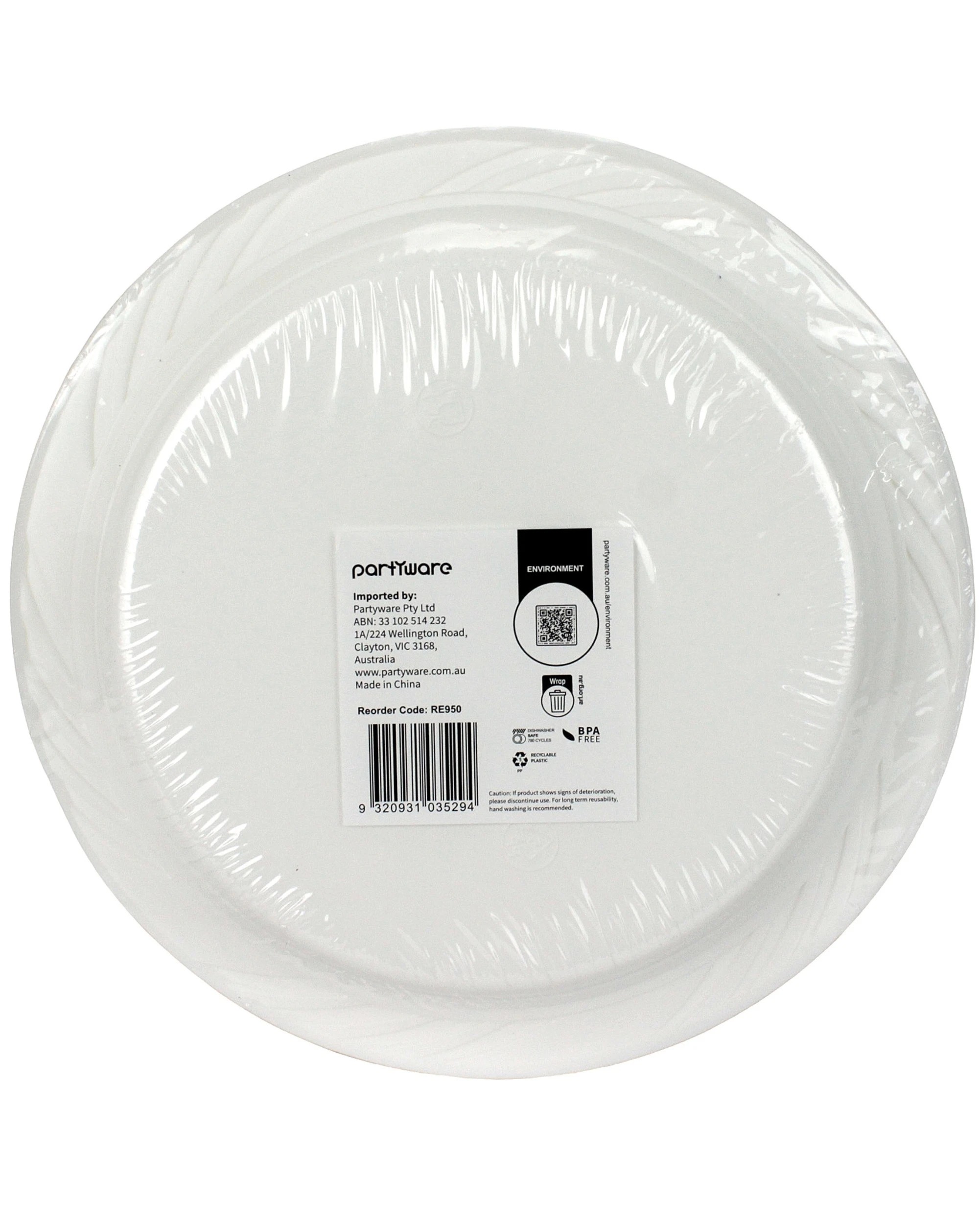 3 Partyware Everyday Living Reusable Plastic Lunch Plates 22cm Bulk Pack of 50 - White, 3 of 3