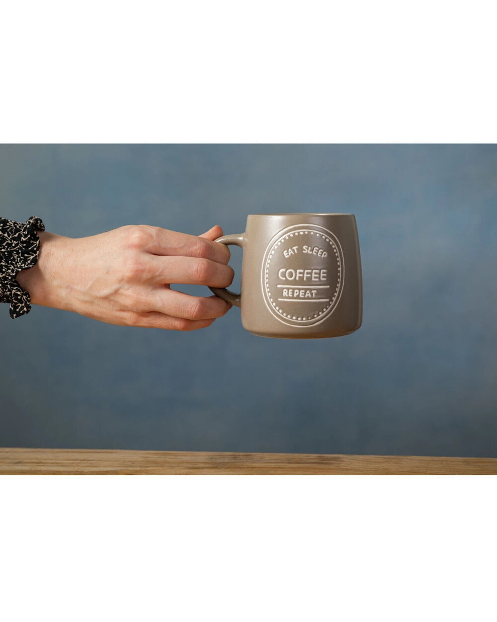 6 Mikasa 4PK Eat Sleep Coffee Repeat Coffee Mug Cup Stoneware 400ml - Brown, 6 of 8