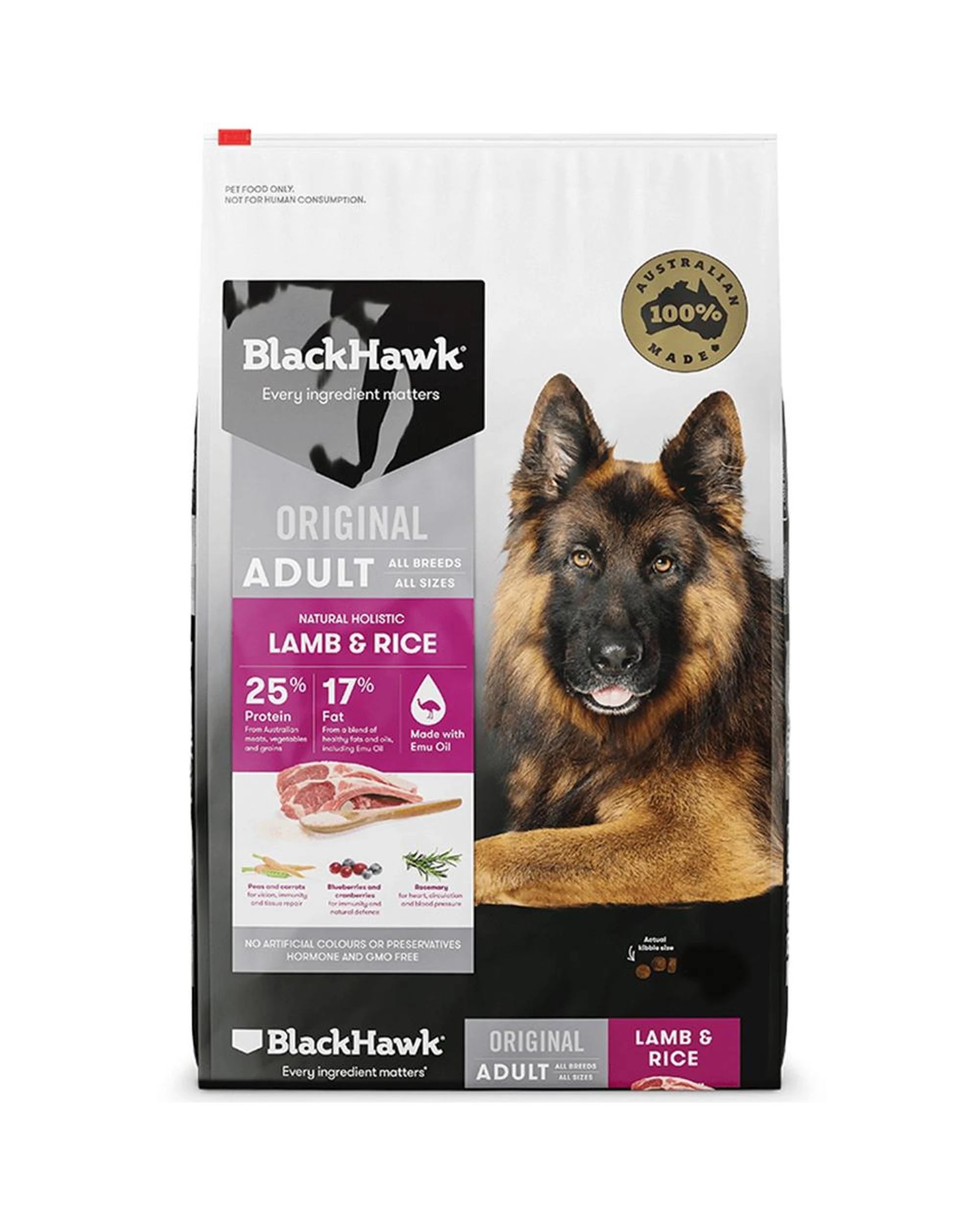 1 Black Hawk Adult All Breeds Complete Dog Food Lamb & Rice 10kg, 1 of 2