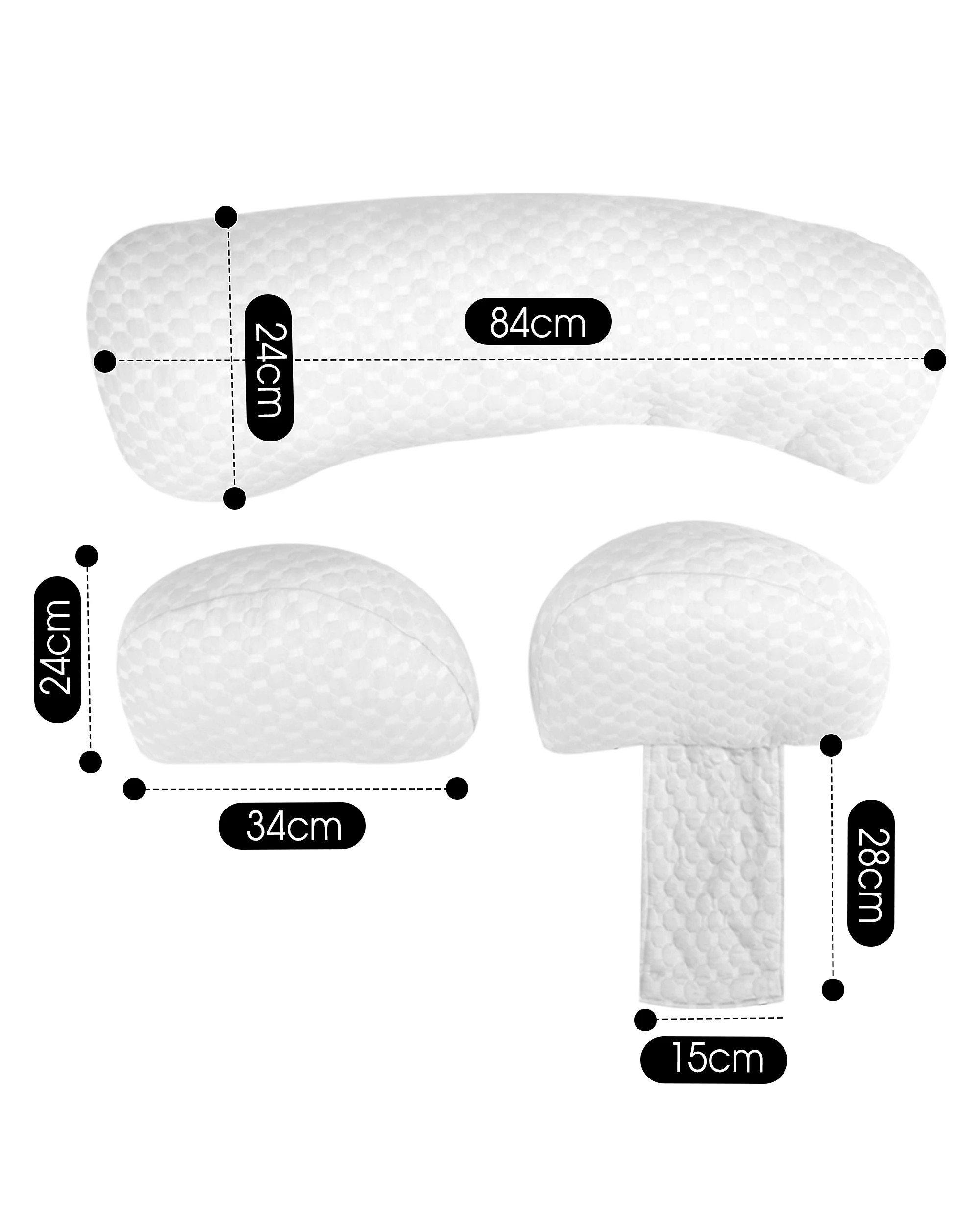 6 Playpals 3-Piece Adjustable Pregnancy Pillow H L V Shaped Body Pillow White, 6 of 6