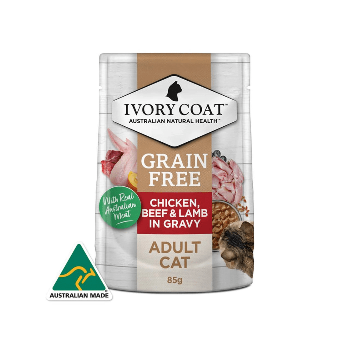 4 Ivory Coat Adult Grain Free Wet Cat Food Chicken Beef & Lamb 12 x 85g, 4 of 7