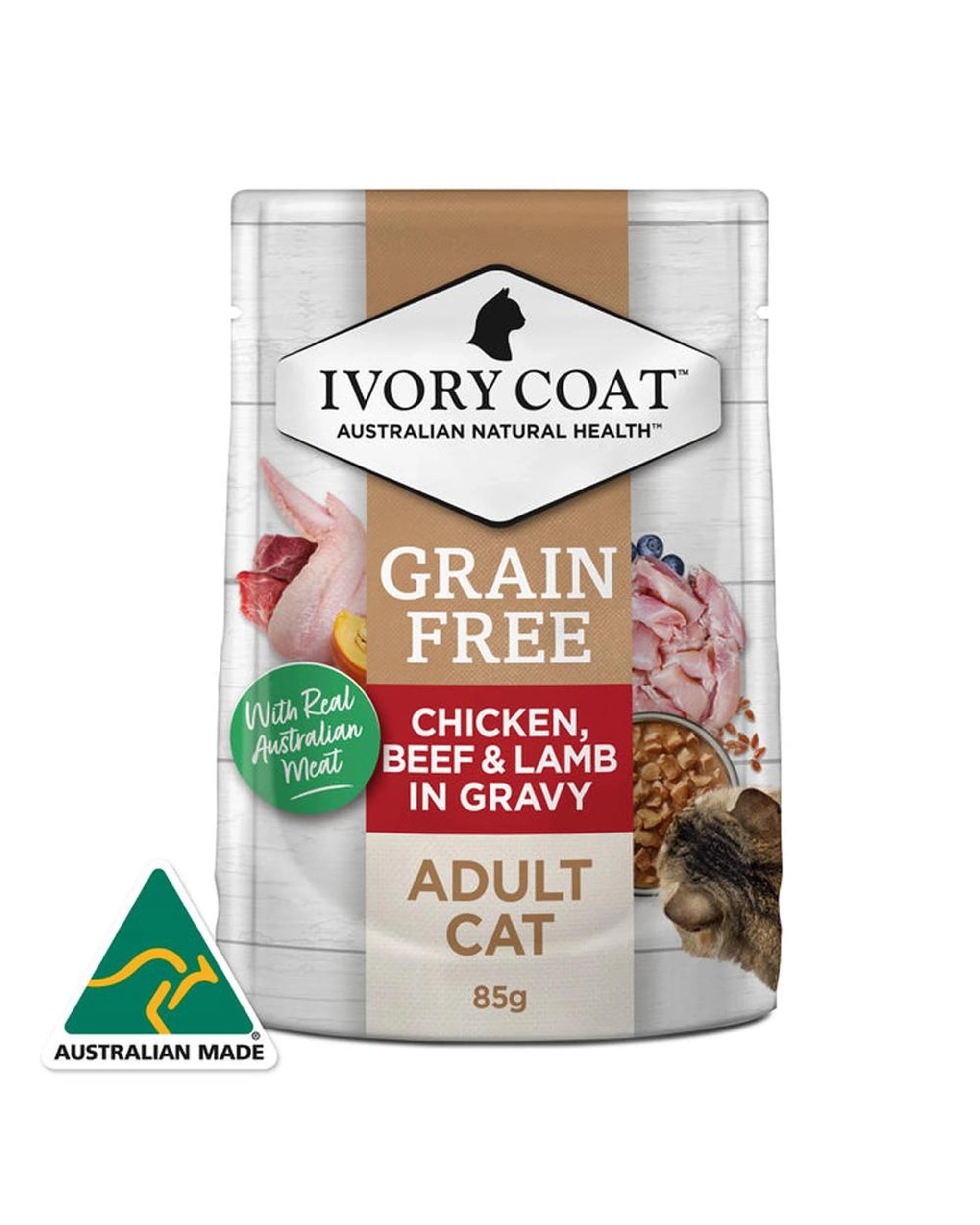 4 Ivory Coat Adult Grain Free Wet Cat Food Chicken Beef & Lamb 12 x 85g, 4 of 7